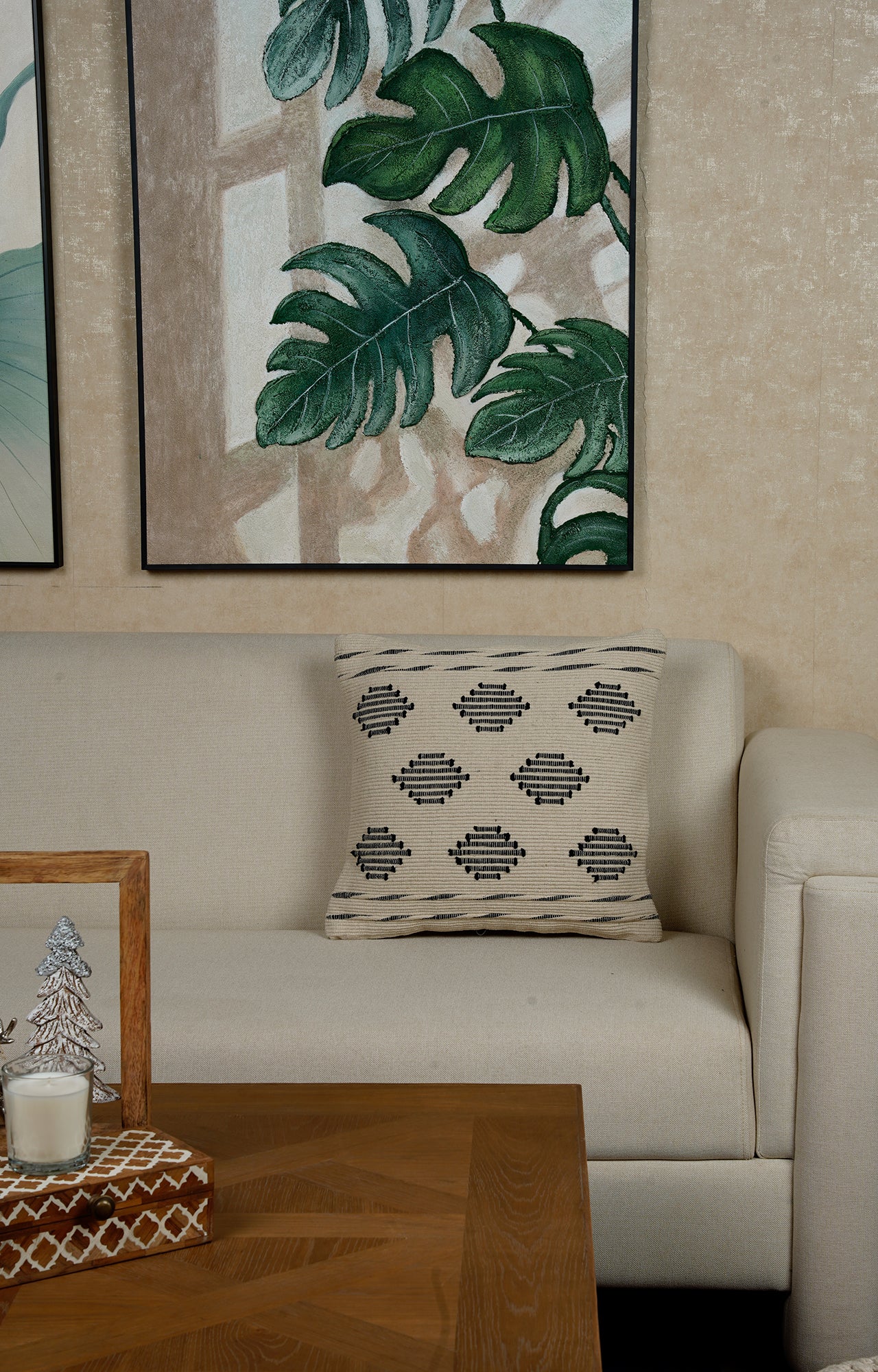 Cotton Dhurrie Cushion with Embroidered Detailing