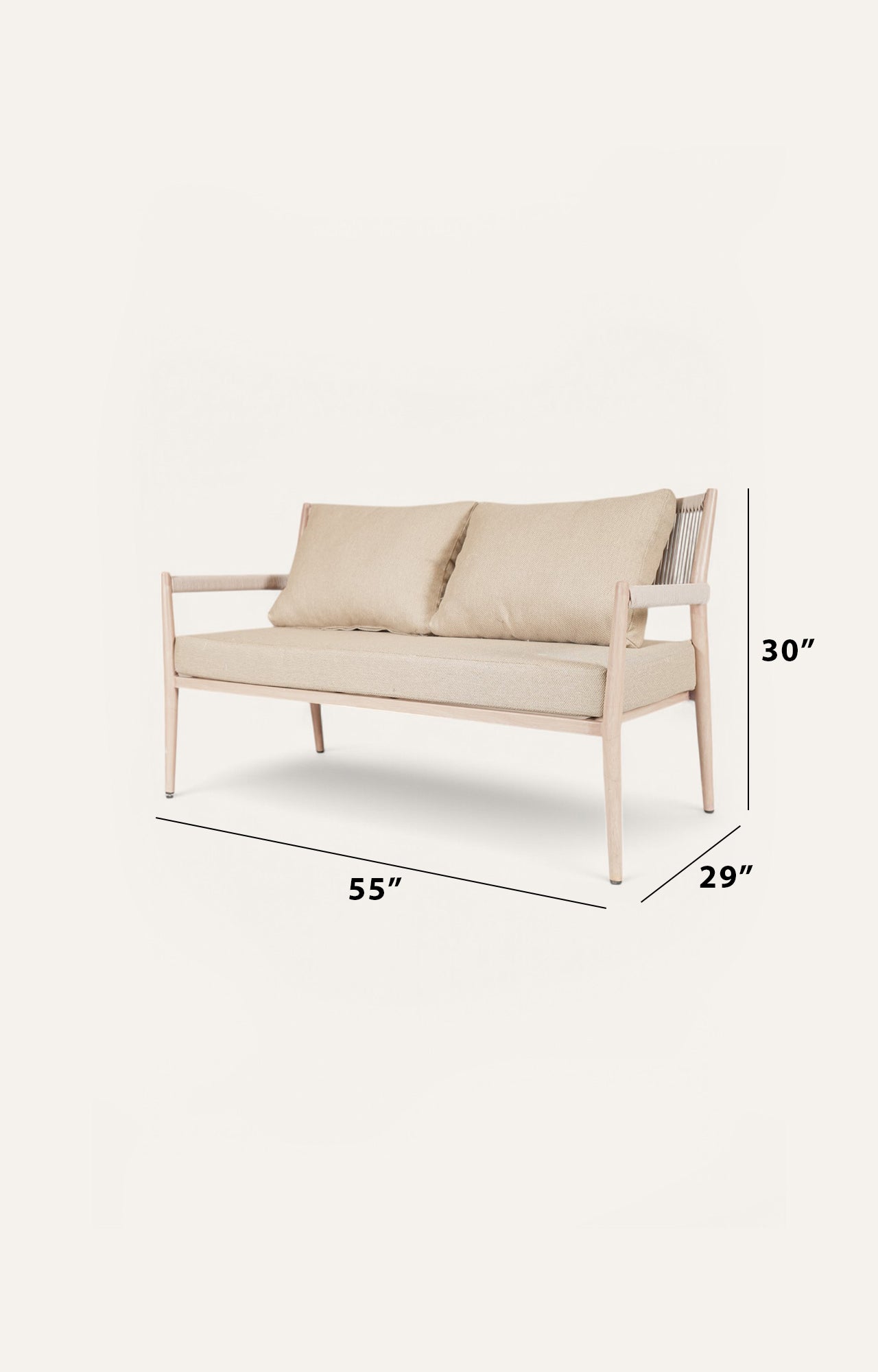 Rustic Metal with Nylon Rope 2 Seater Outdoor Sofa