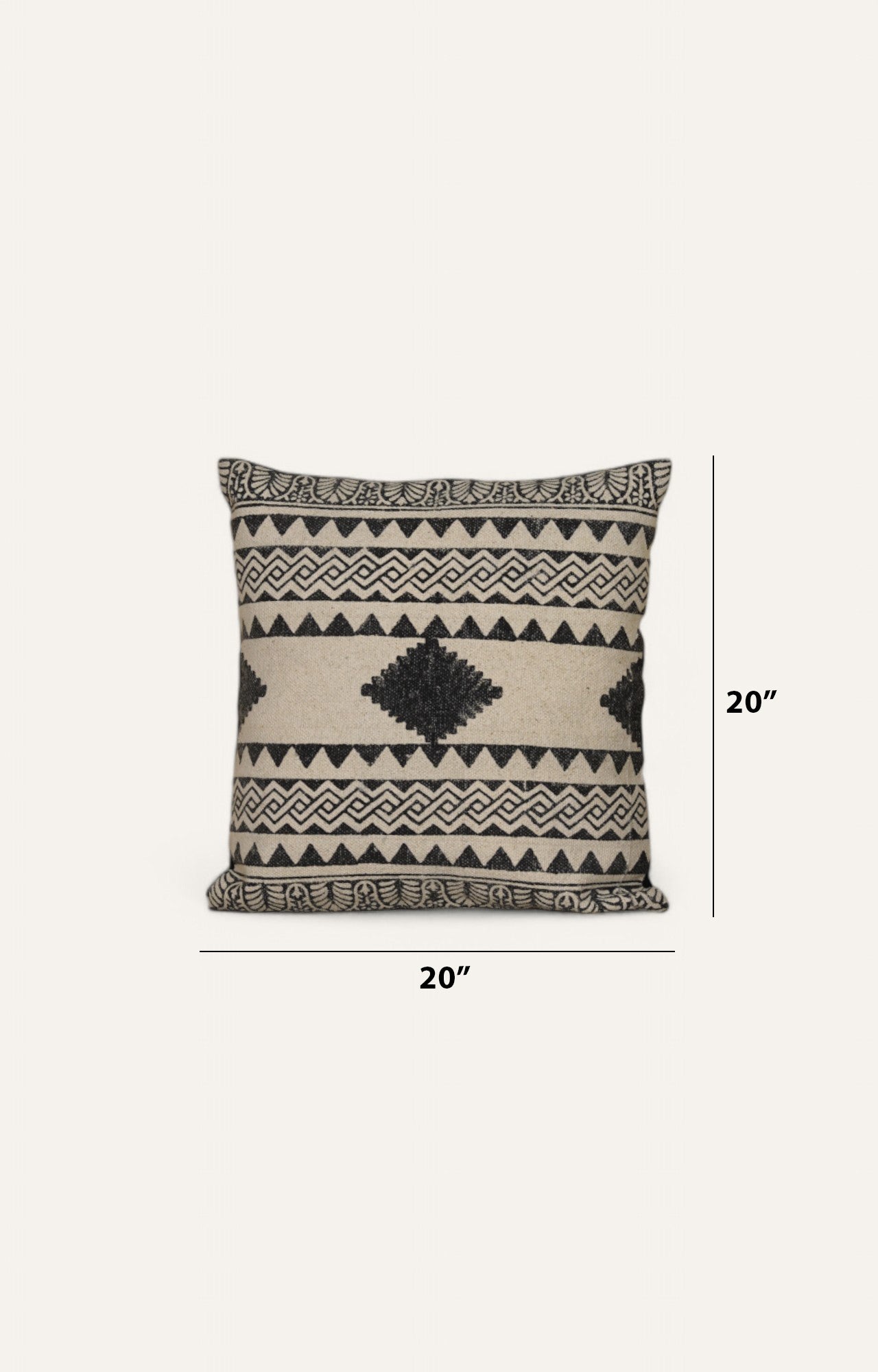 Black Hand-Made Cotton Printed Cushion