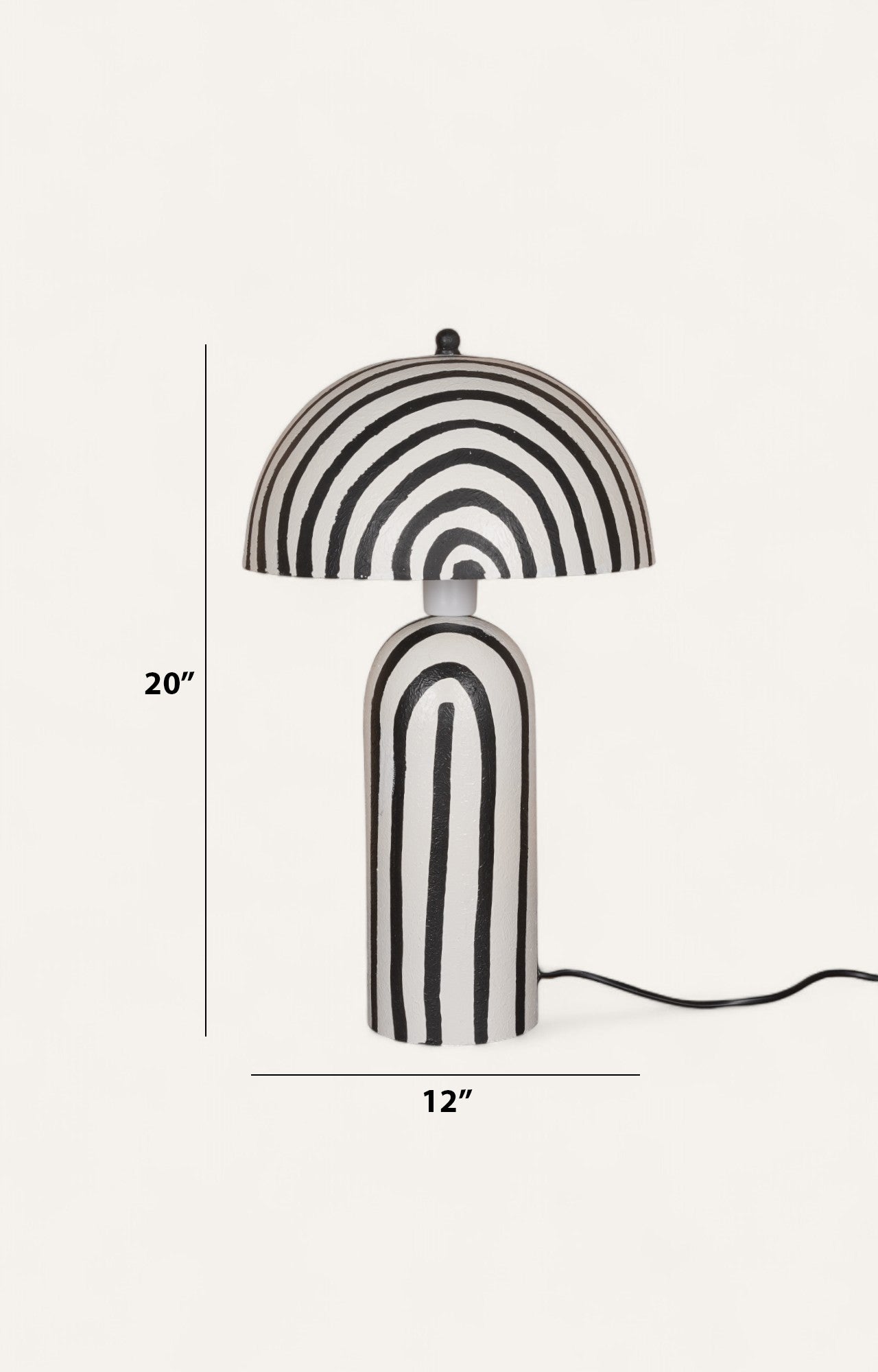 Striking Black & White Striped Plaster Table Lamp