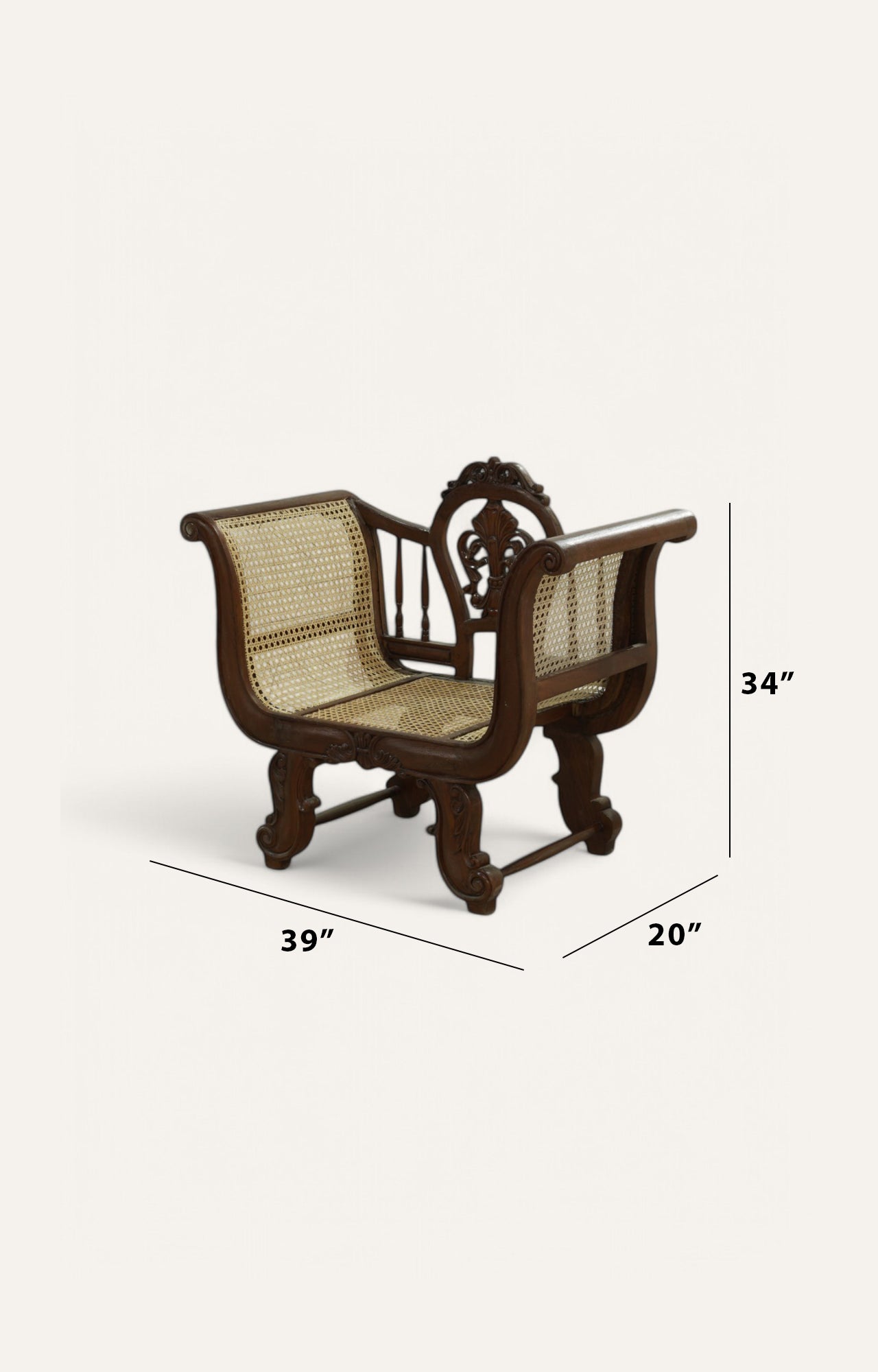 Rattan Hand Carved Arm Chair
