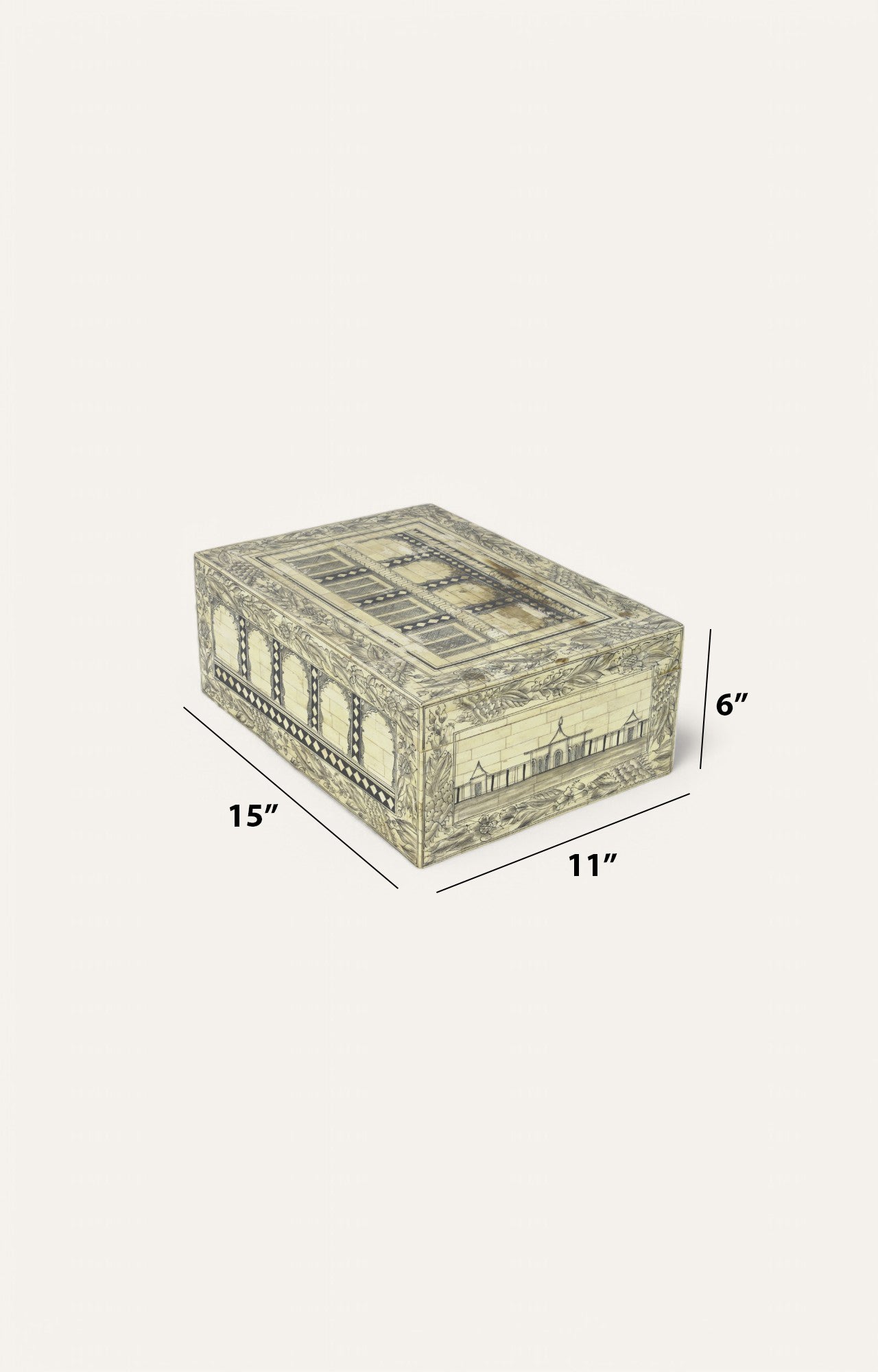 Mughal Mango Wood and Bone Antique  Jewelry Box