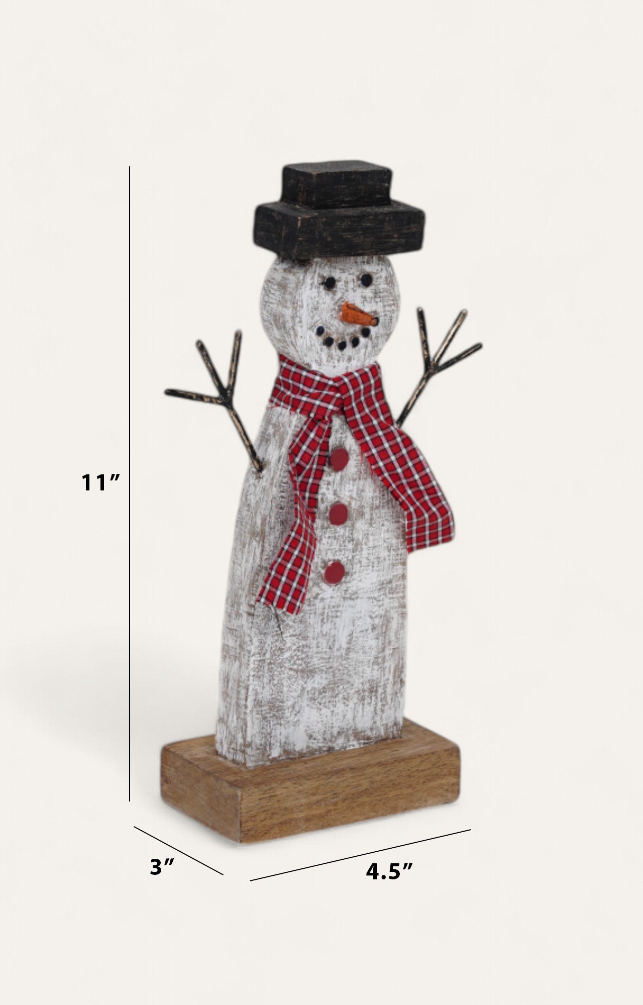 Wooden Snowman Figurine