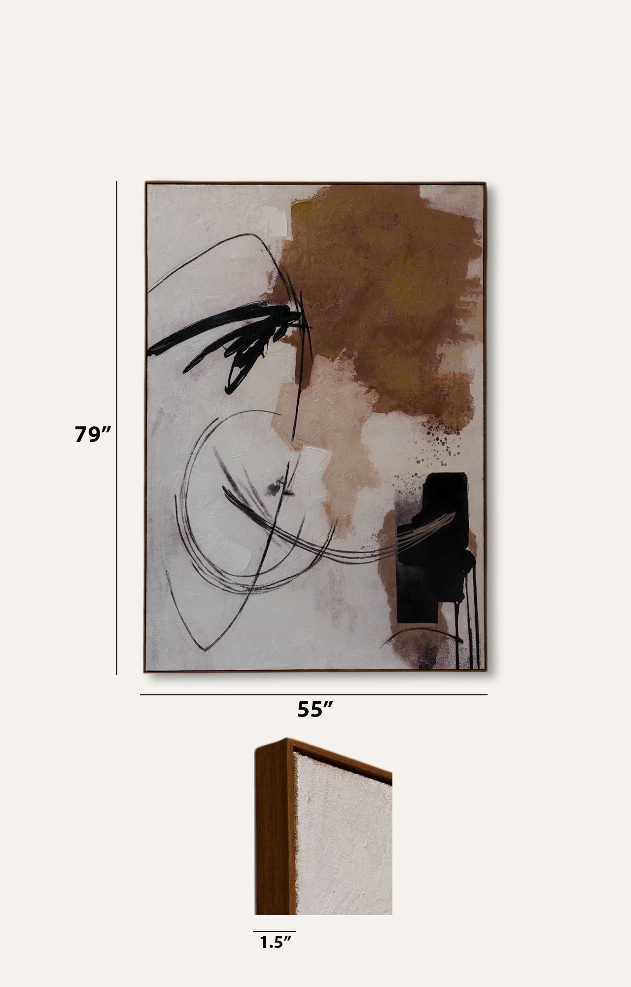 Monochrome Abstract Heavy Textured Art on Hessian with Frame