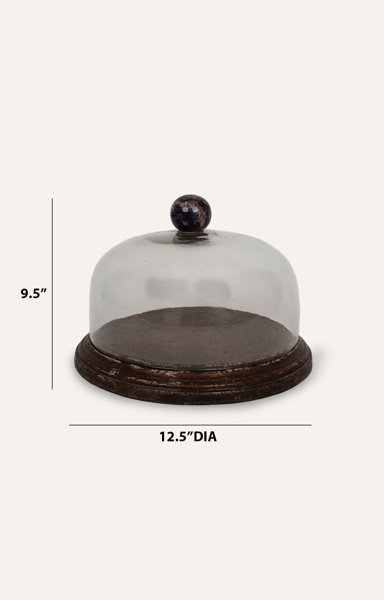 Vintage Cake Cloche with Tiger Eye Crystal Finial