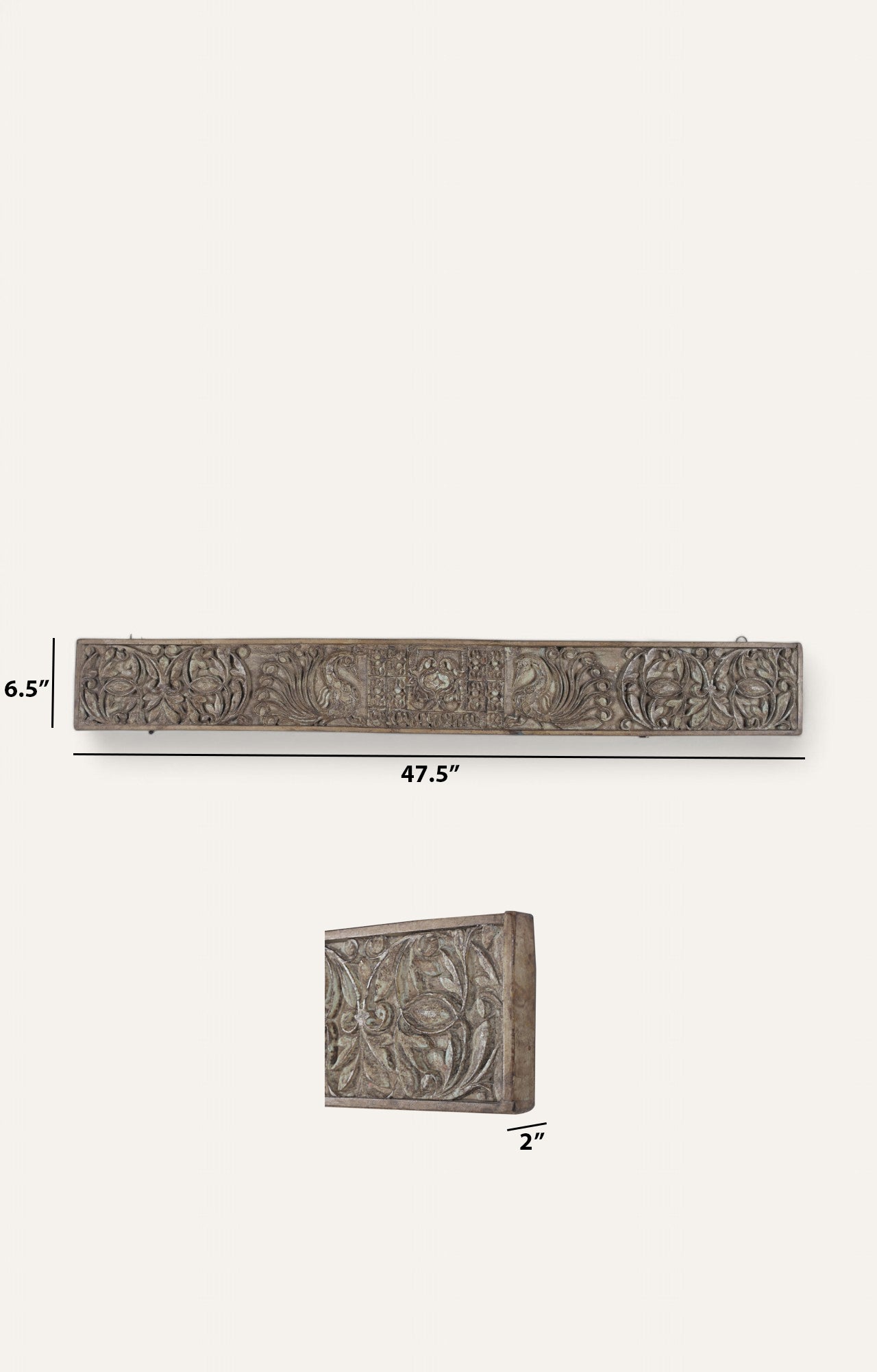 Peacock Motif Carved Panel in Soft Green