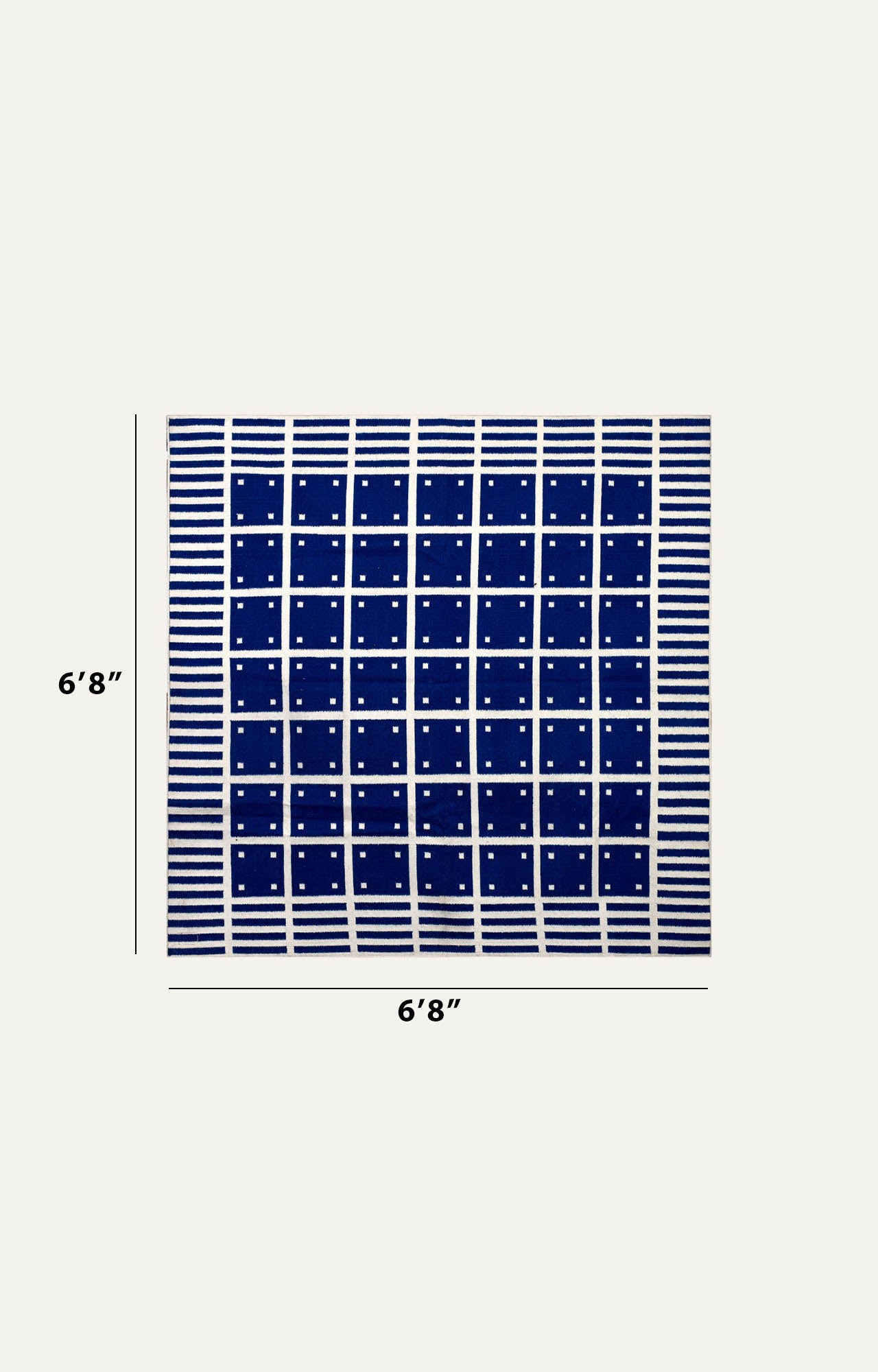 Blue and White Grid Weave Rug