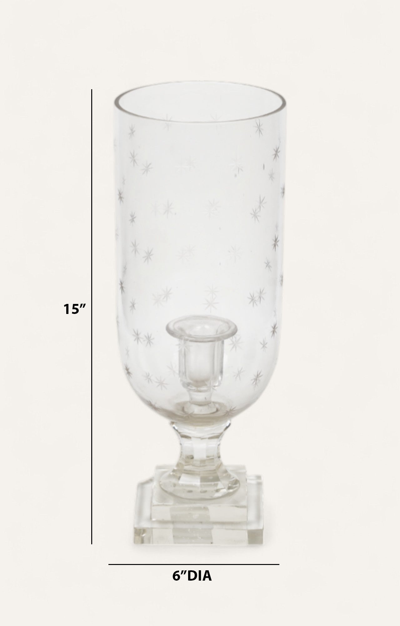 Star-Etched Glass Hurricane Candle Holder