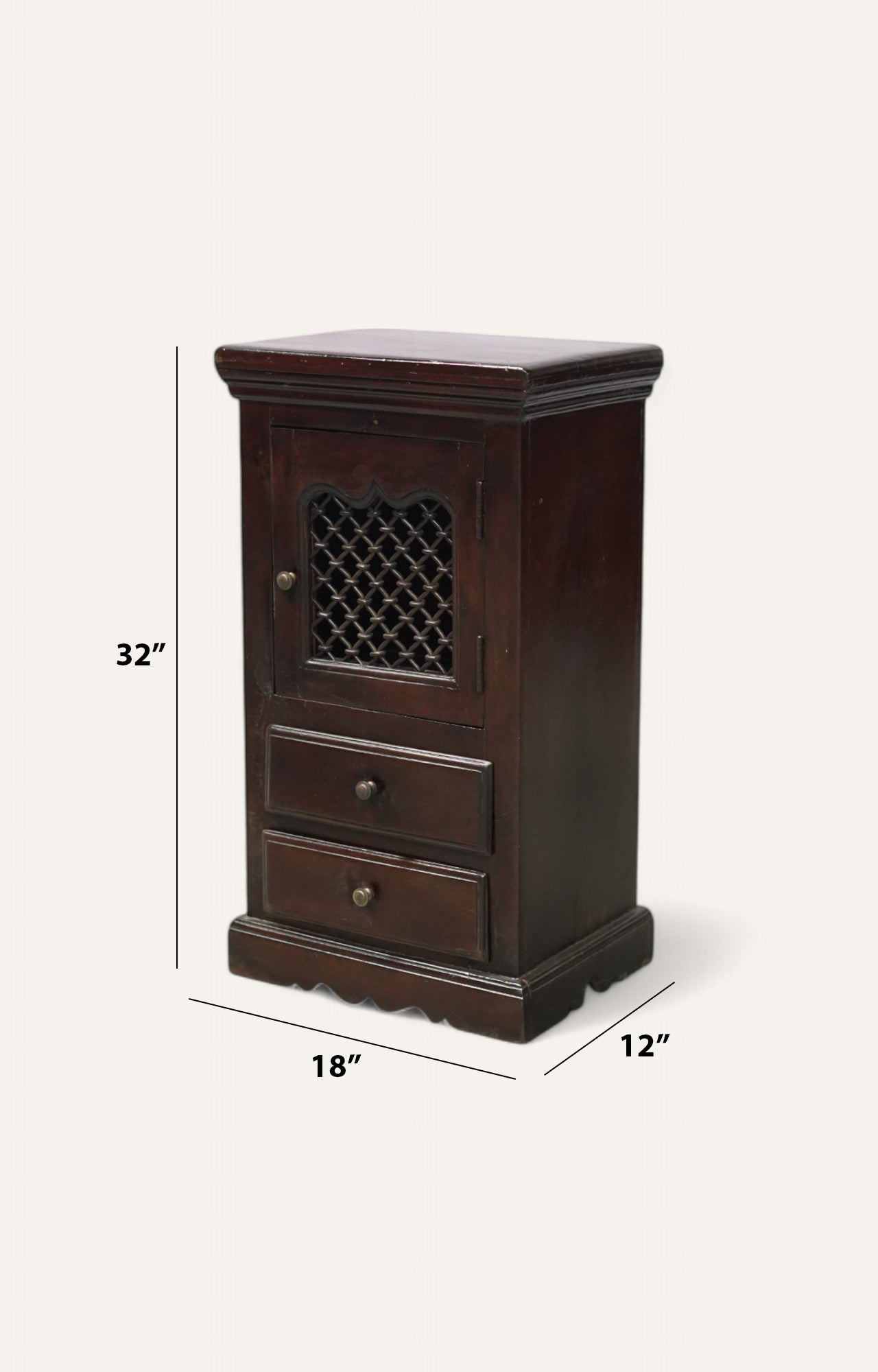 Lattice Wooden Side Cabinet