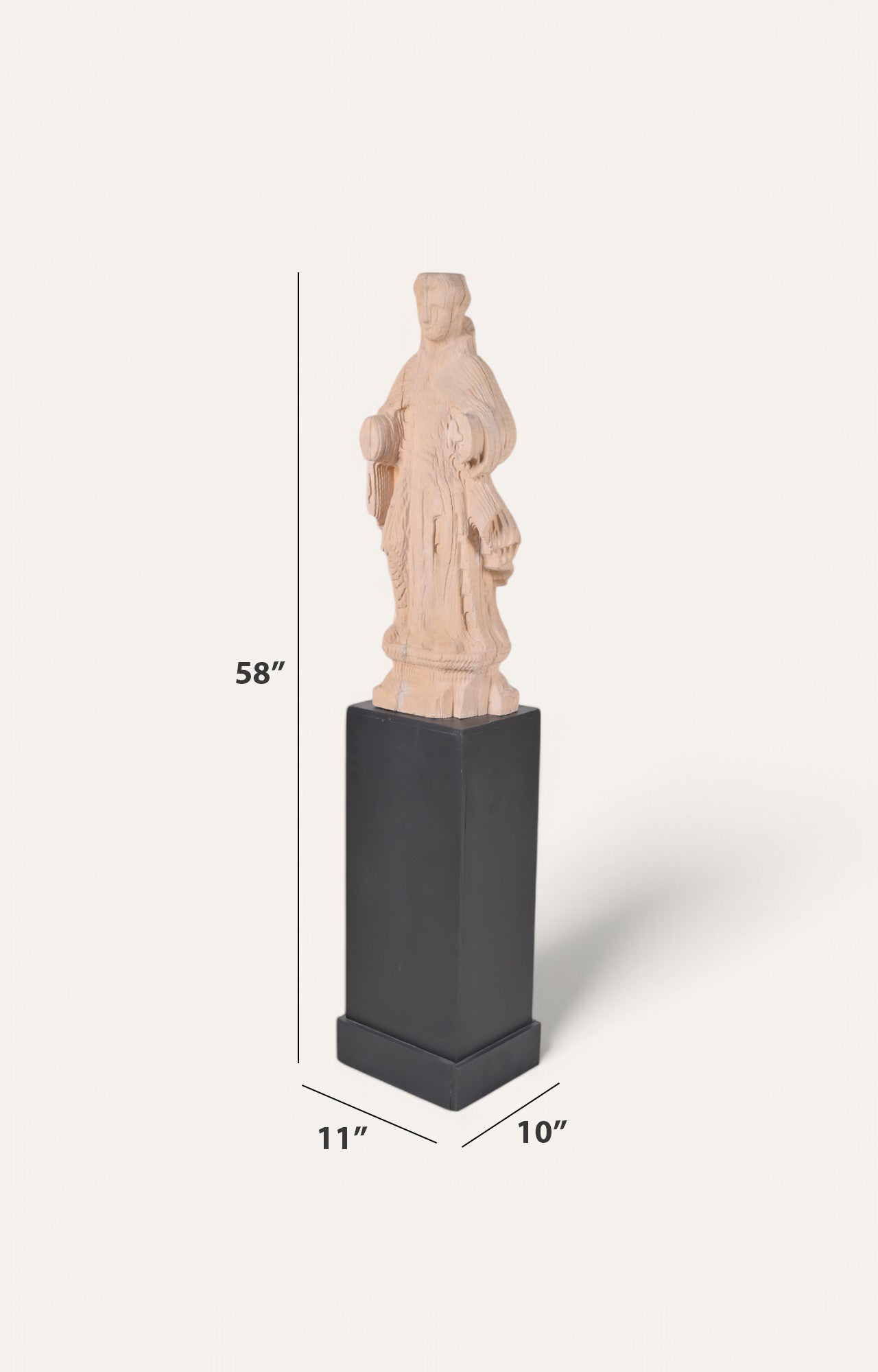 Hand-carved Teak Saint Figurine