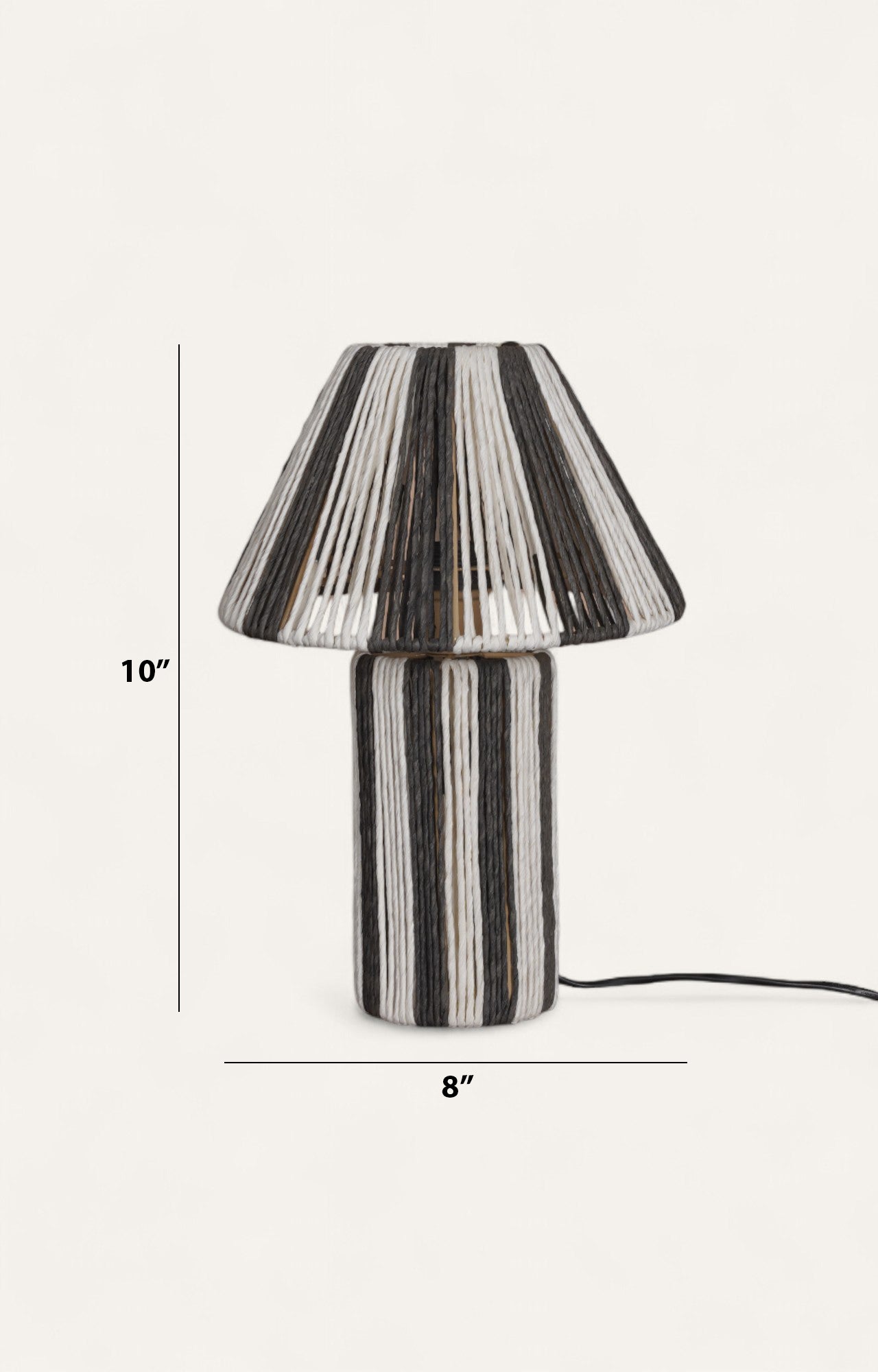 Bold Black & Off White Radial Raffia Table Lamp