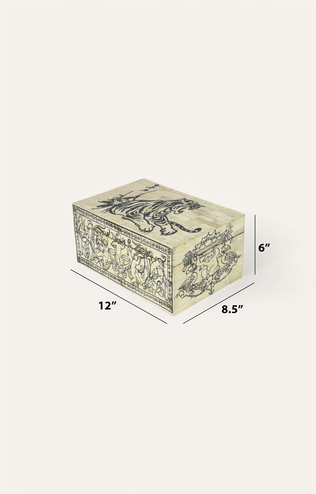 Korean Mango Wood and Bone Antique  Jewelry Box