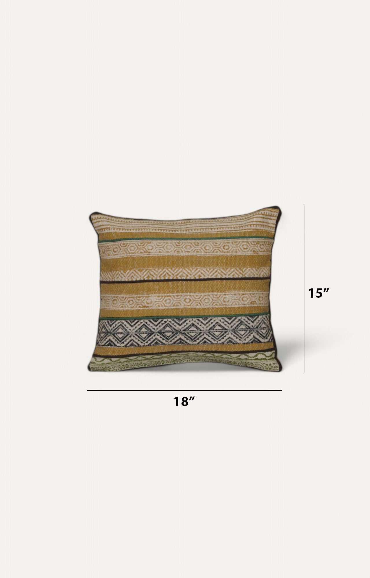 Multicolor Printed Cotton Cushion in Muted Tones