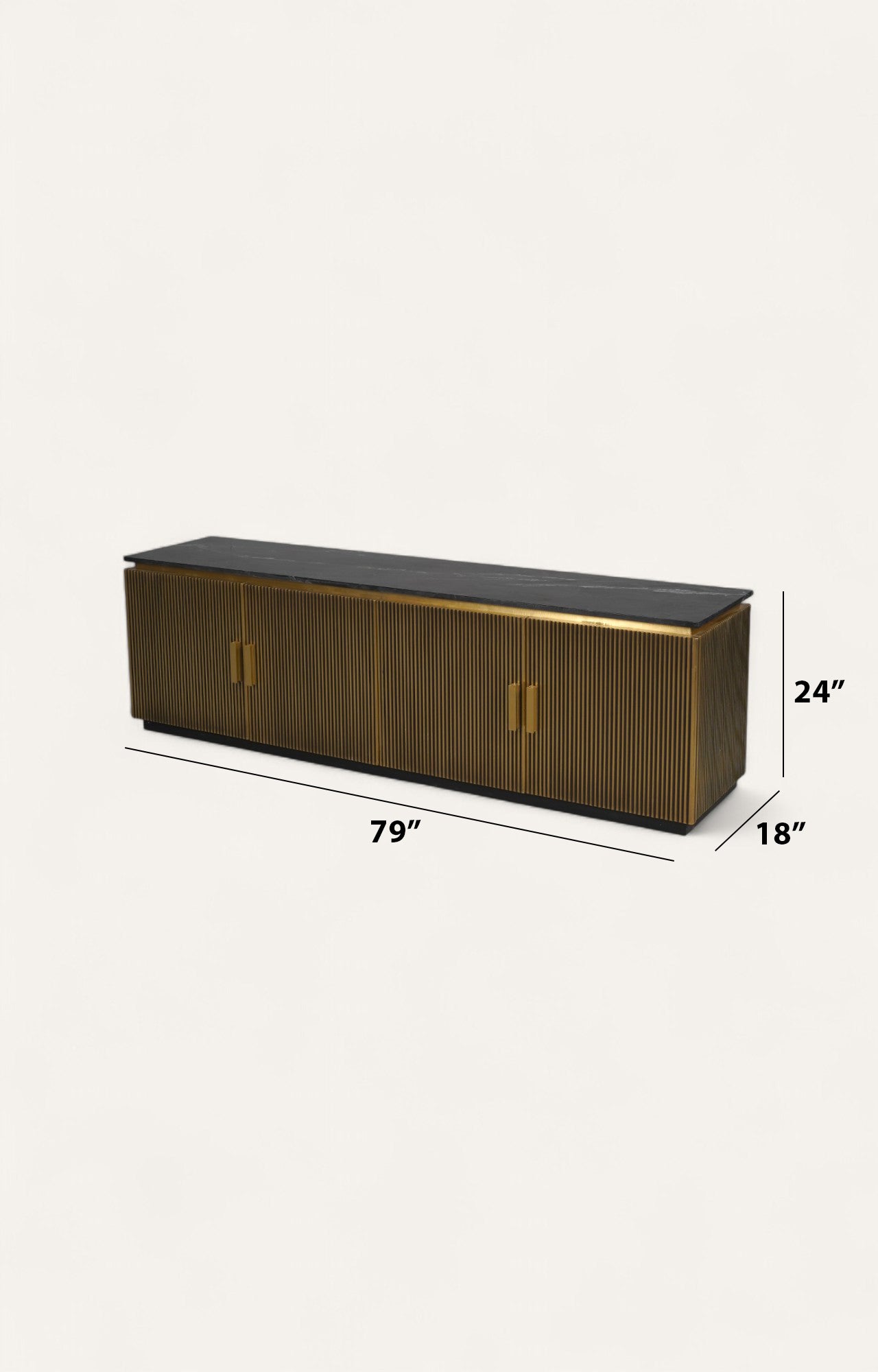 Brass TV Dresser with Marble Top