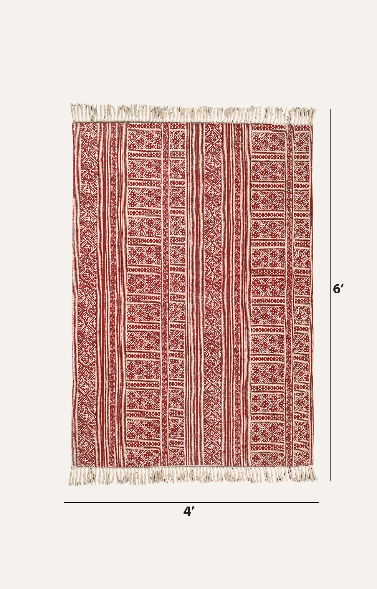 Nordic Stripe Cotton Rug in Red