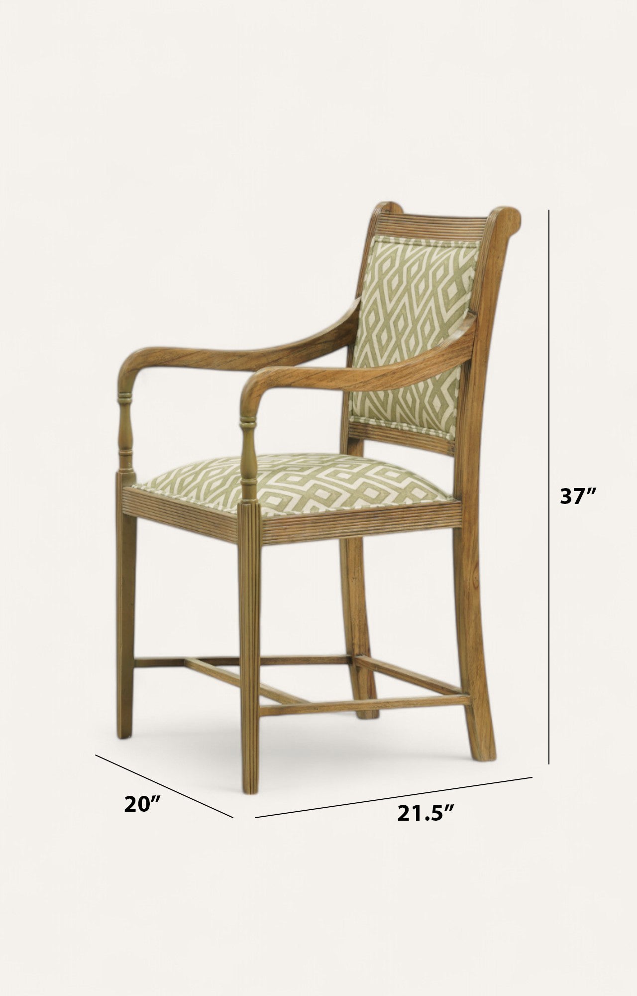 Colonial High Arm Chair in Printed Fabric