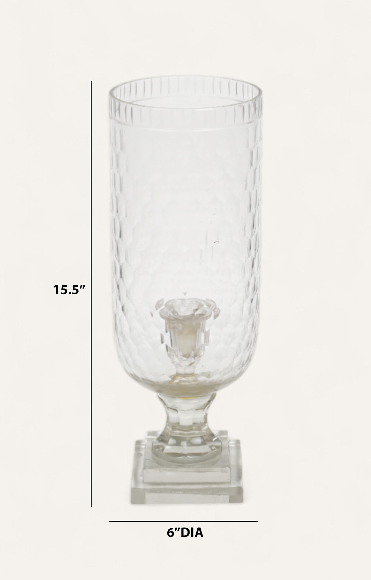 Ribbed Hurricane Glass Candle Stand