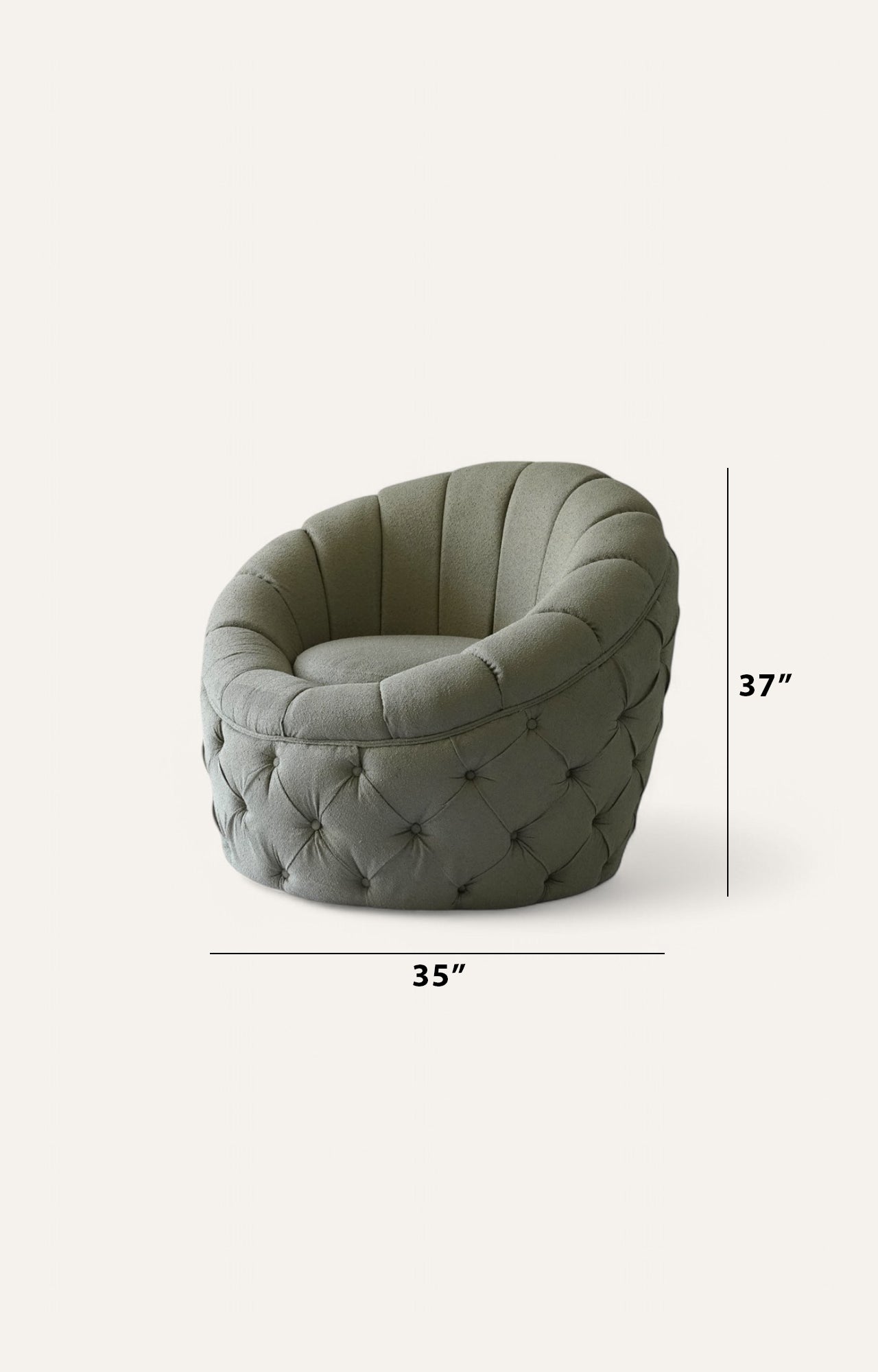 Tufted Egg Chair in Green Boucle