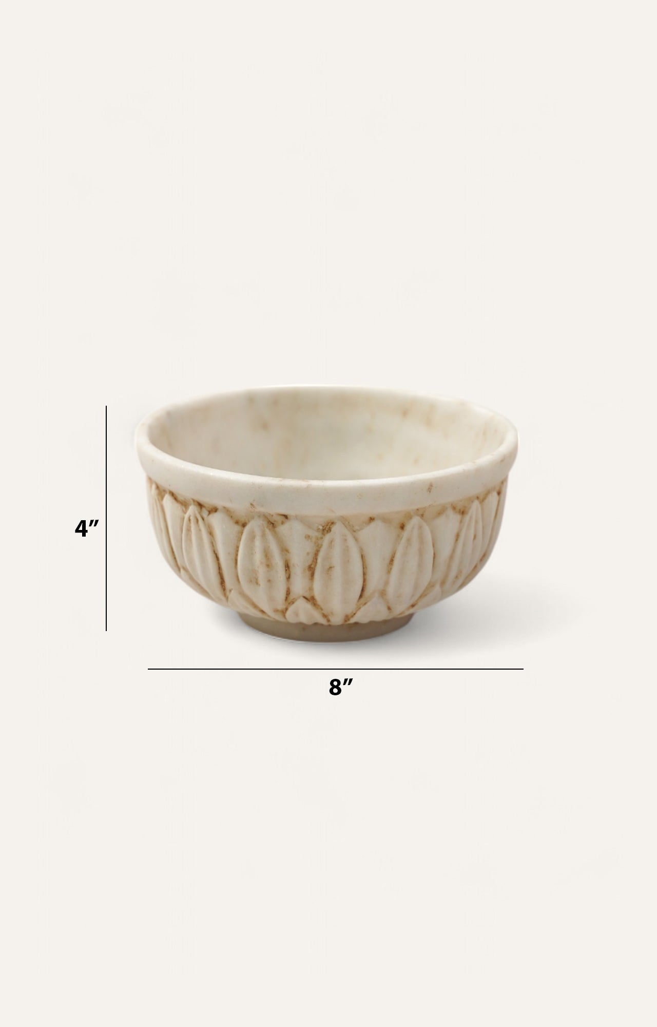 Leaf Motif Low Marble Serving Bowl