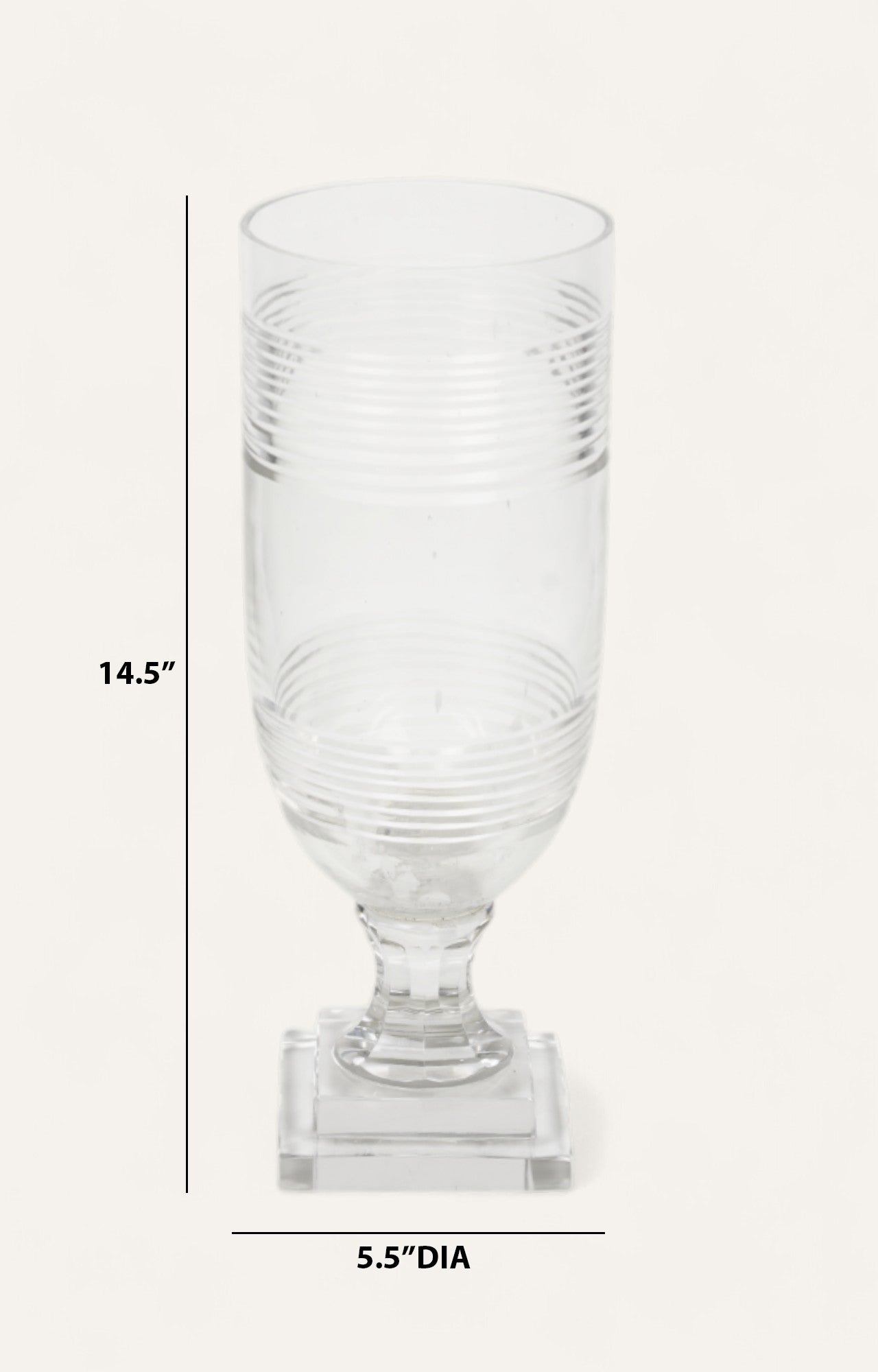 Striped Glass Hurricane on Clear Base