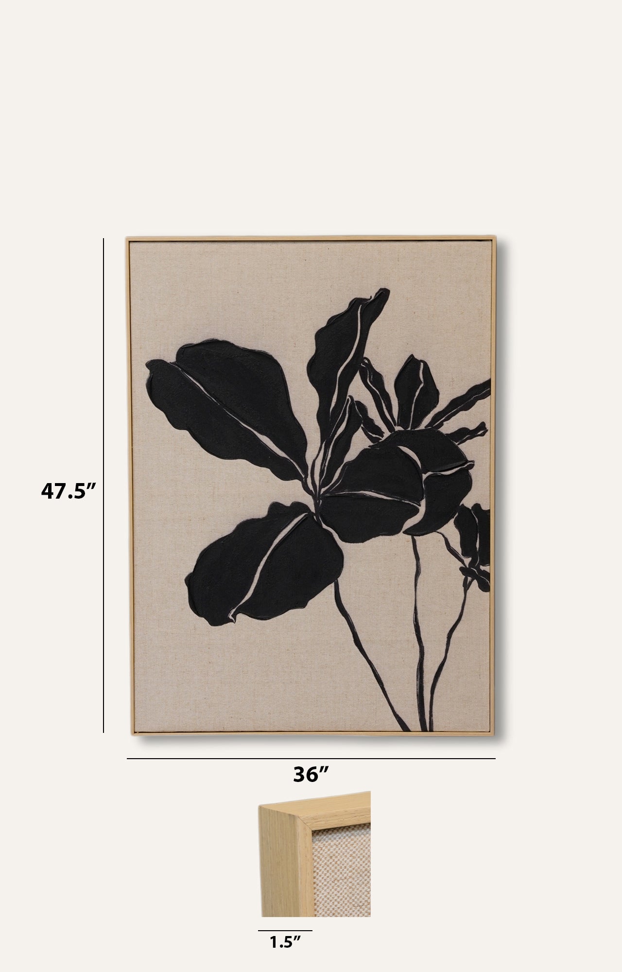 Black Leaves Hand-painted Canvas Art