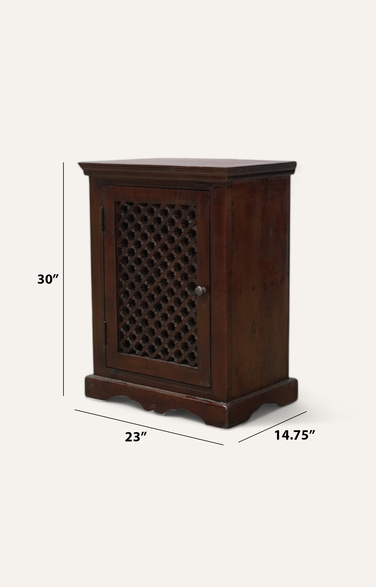Lattice Wooden Side Cabinet with Door Storage