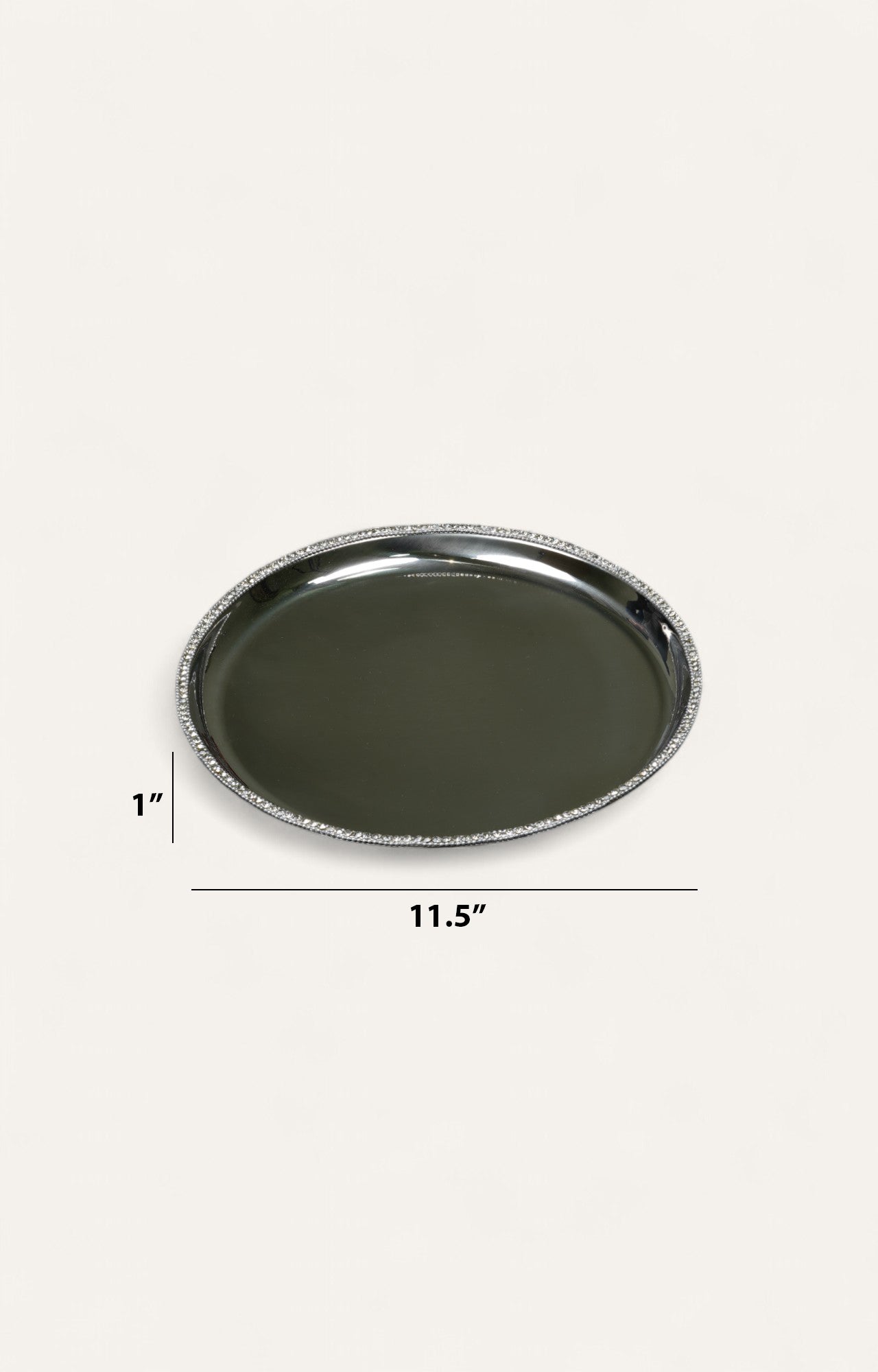 Crystal-Studded Round Metal Serving Plate