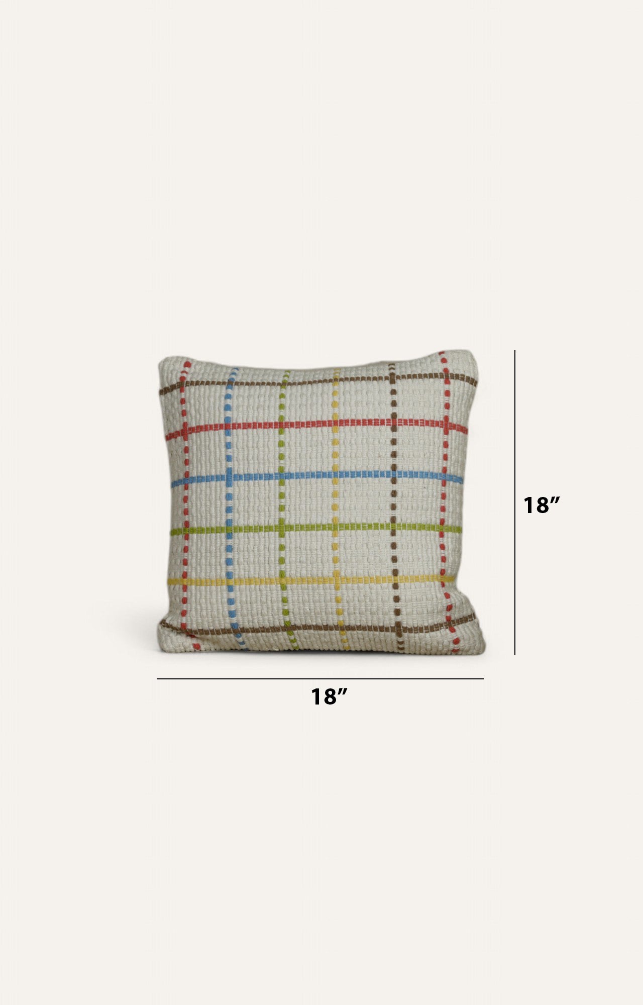 Embroidered Cushion in Colorful Checkered Pattern