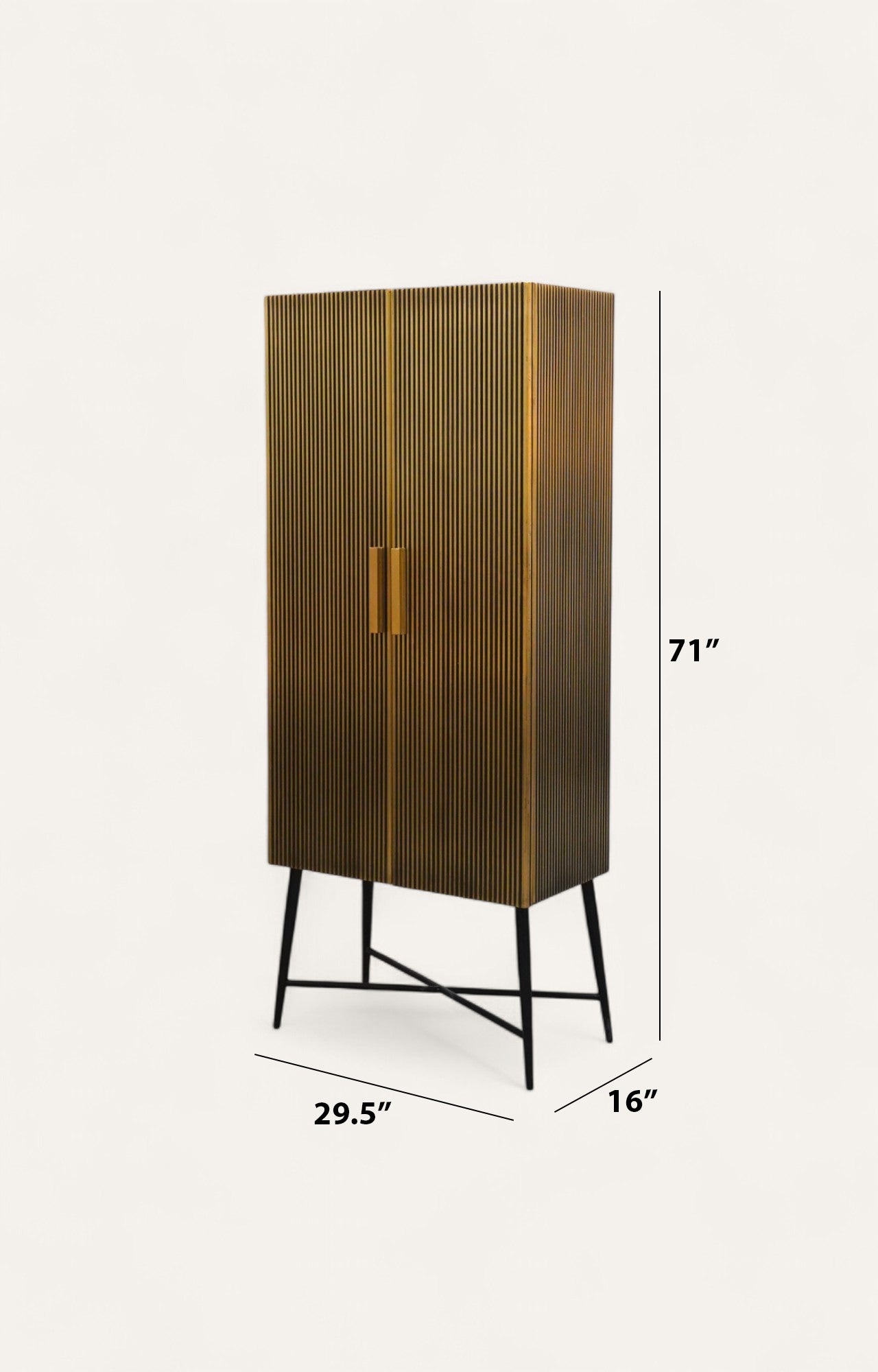 Tall Brass-Clad  Cabinet with Iron Legs