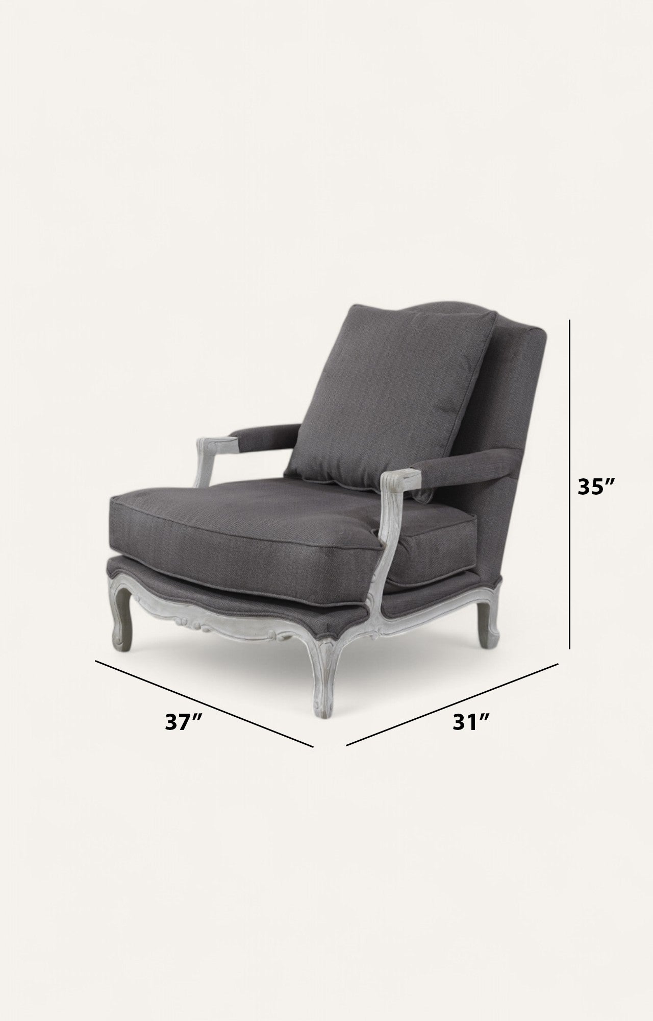 Grey Linen Upholstered Armchair with Cushion