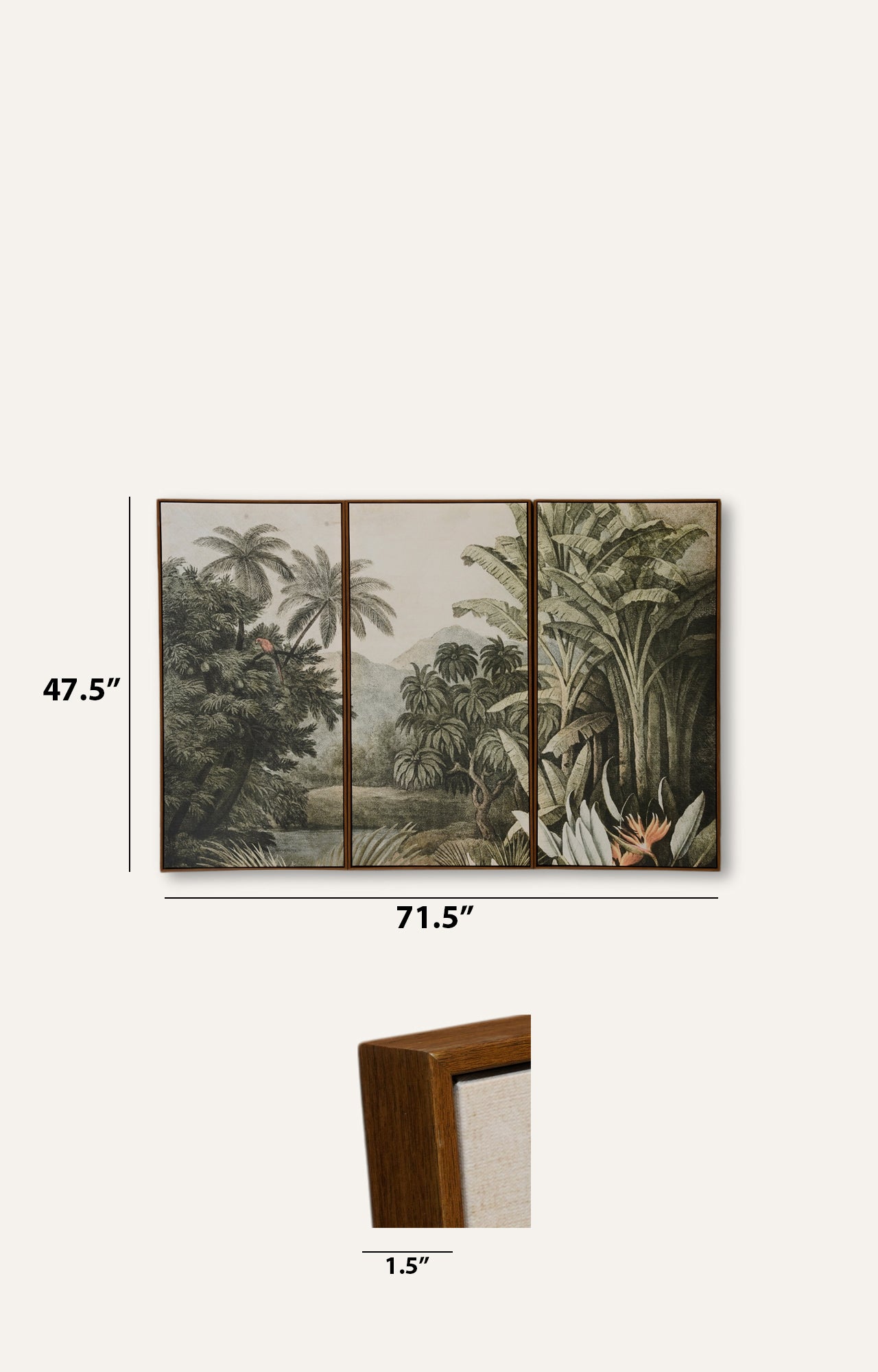 Set of 3 Tropical Texture Canvas Painting Print Wall Art