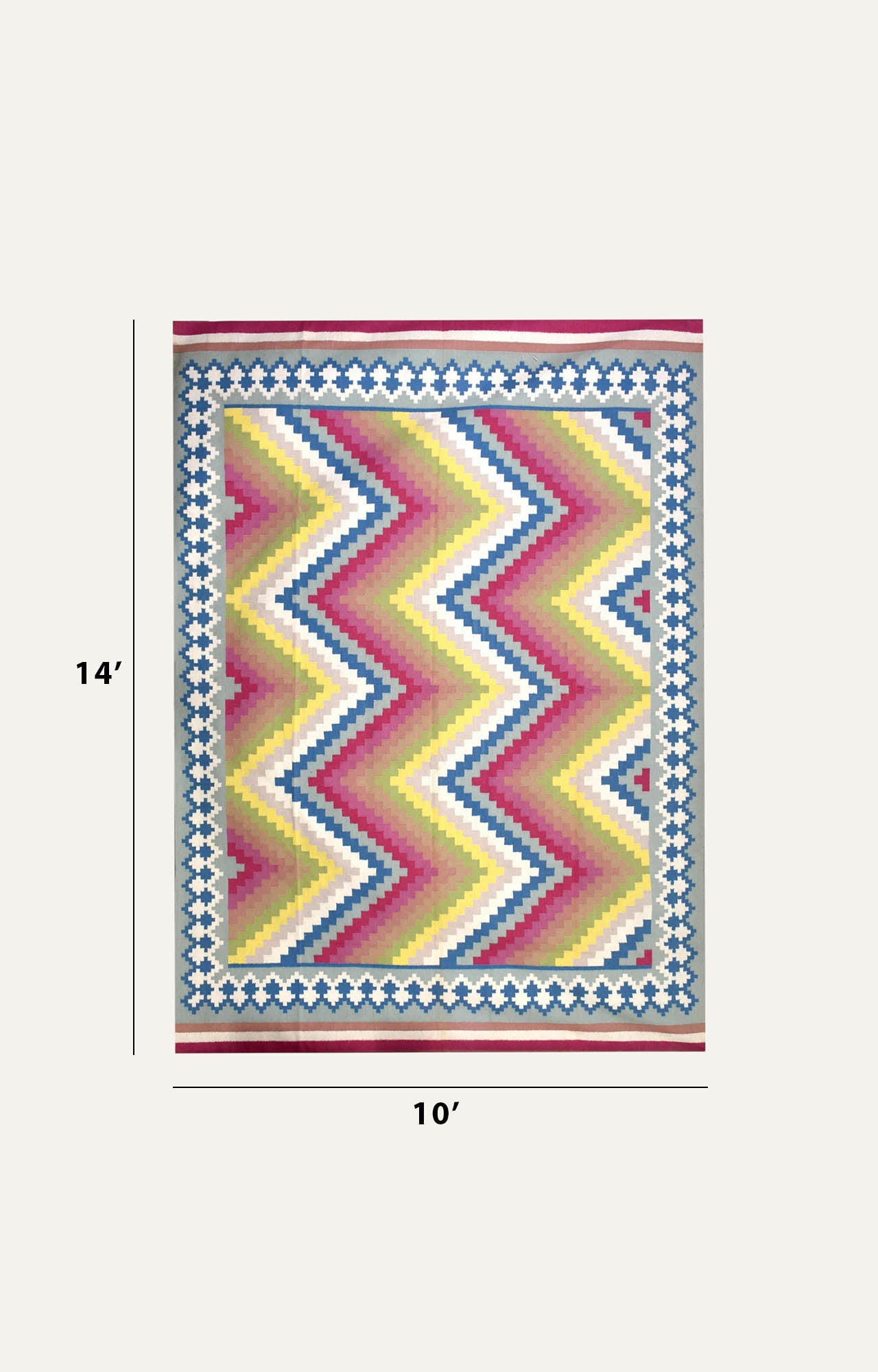 Vibrant Zig Zag Woolen Rug