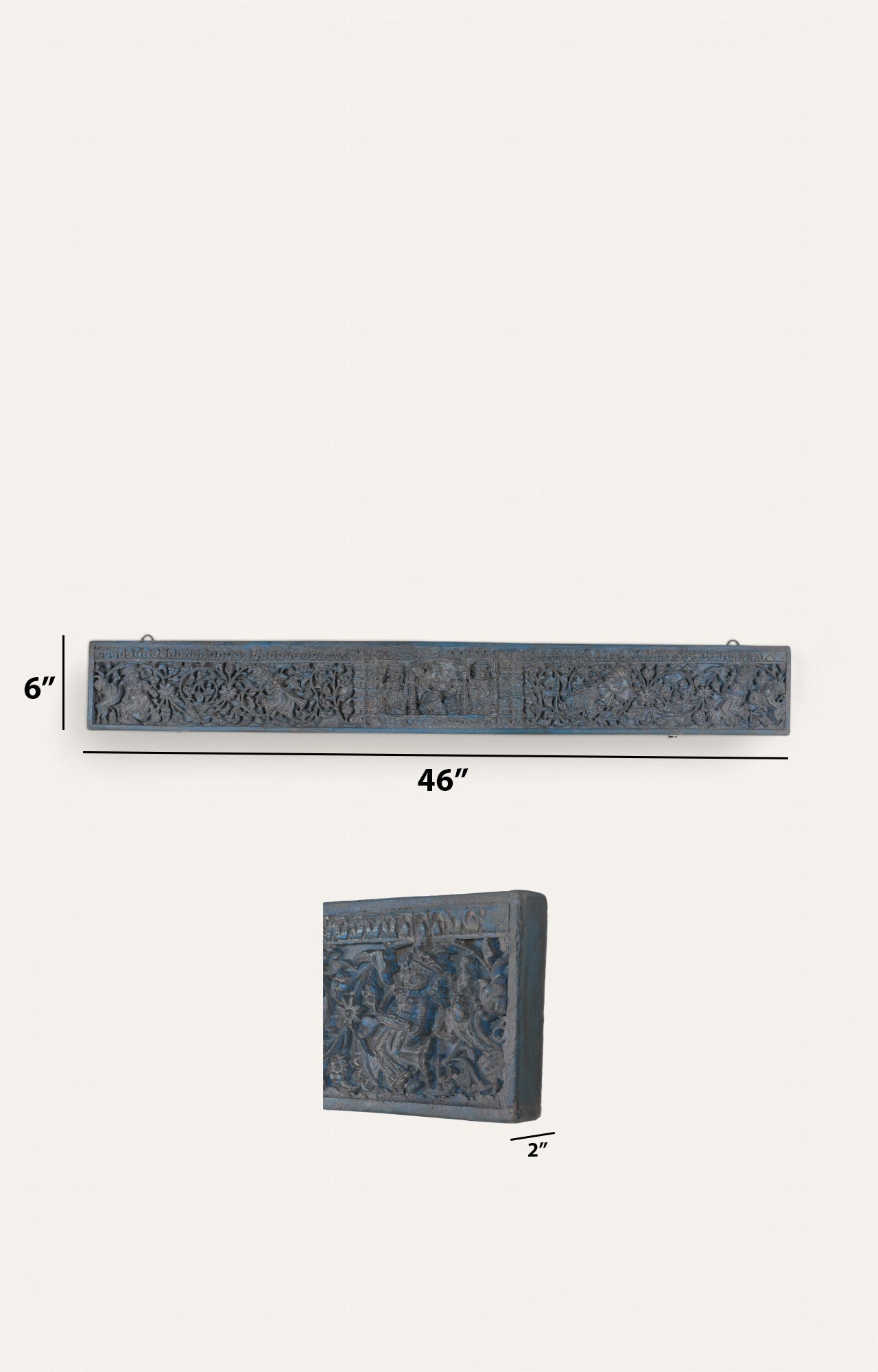 Blue-Toned Mythical Teak Wall Panel