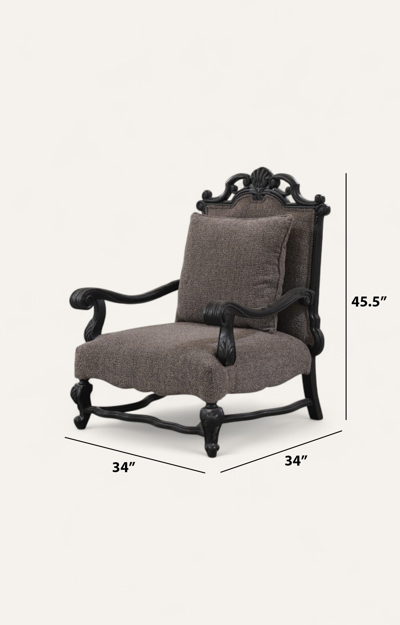 Linen Black Lounge Chair with Cushion
