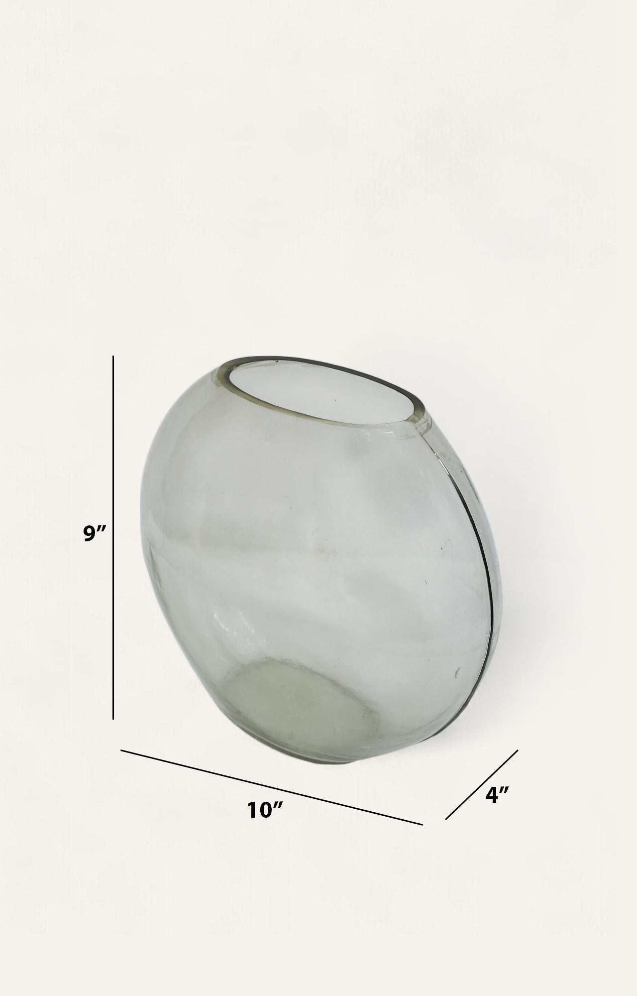 Smoky Oval Glass Vase