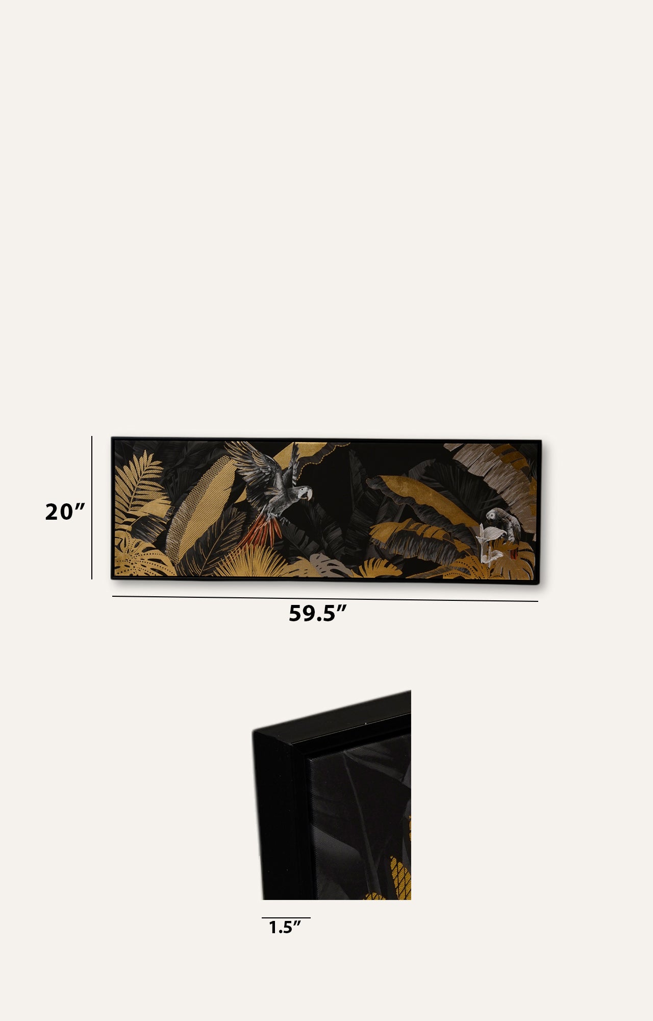 Golden and Black Wildlife Canvas Painting Print with Foil Finish