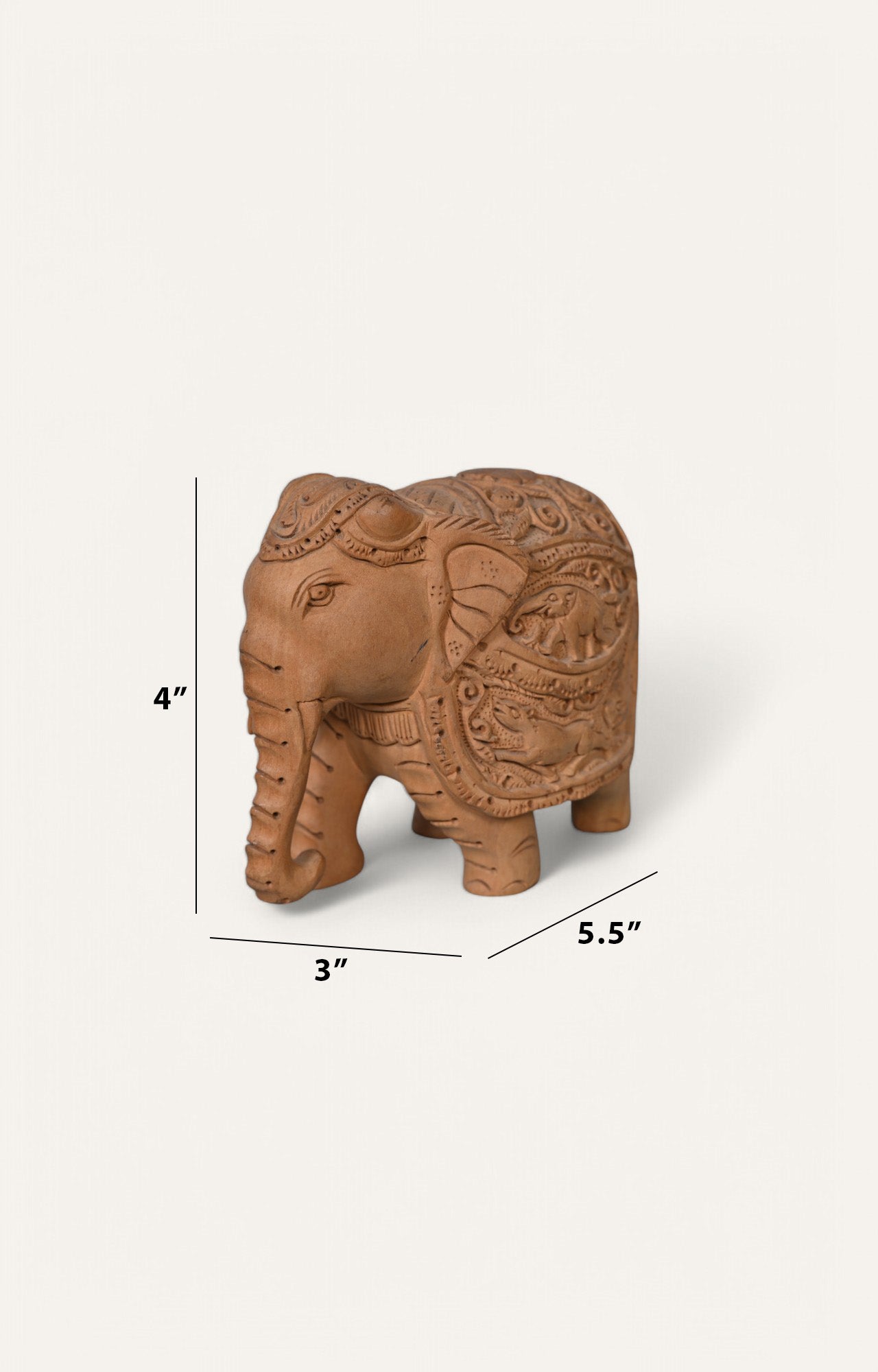 Vintage Wooden Elephant Statue