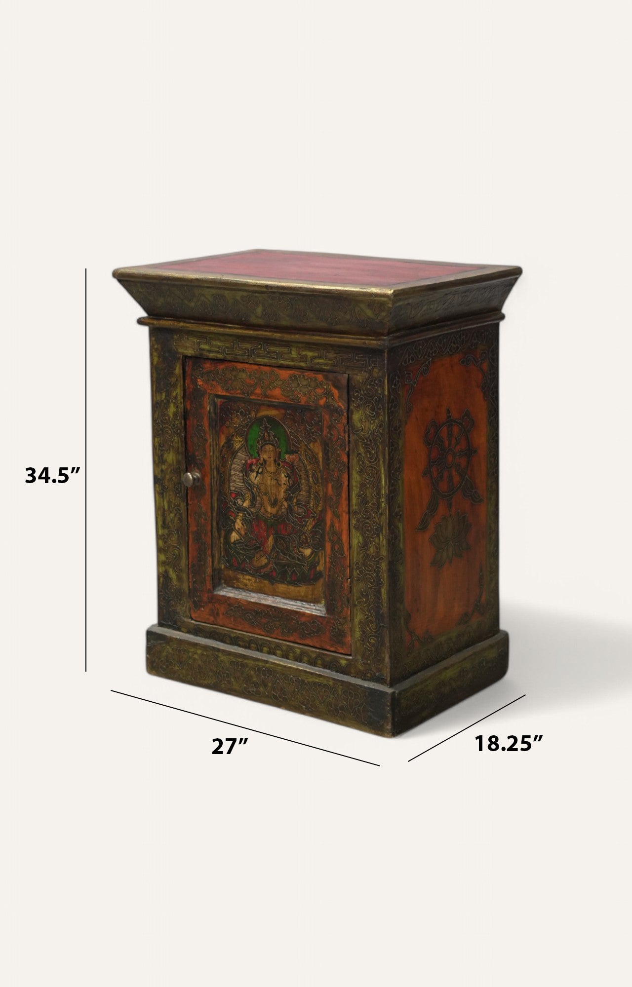 Lord Krishna Hand-Painted Vintage Cabinet