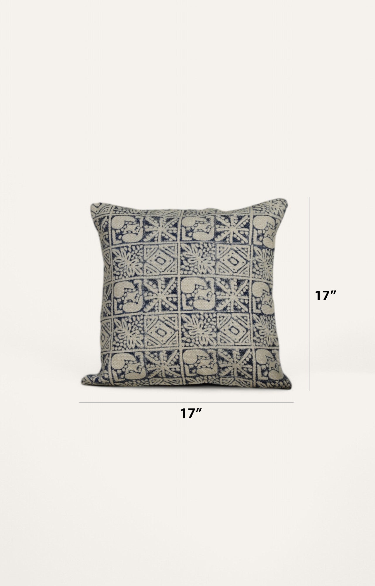Indigo and White Printed Cushion