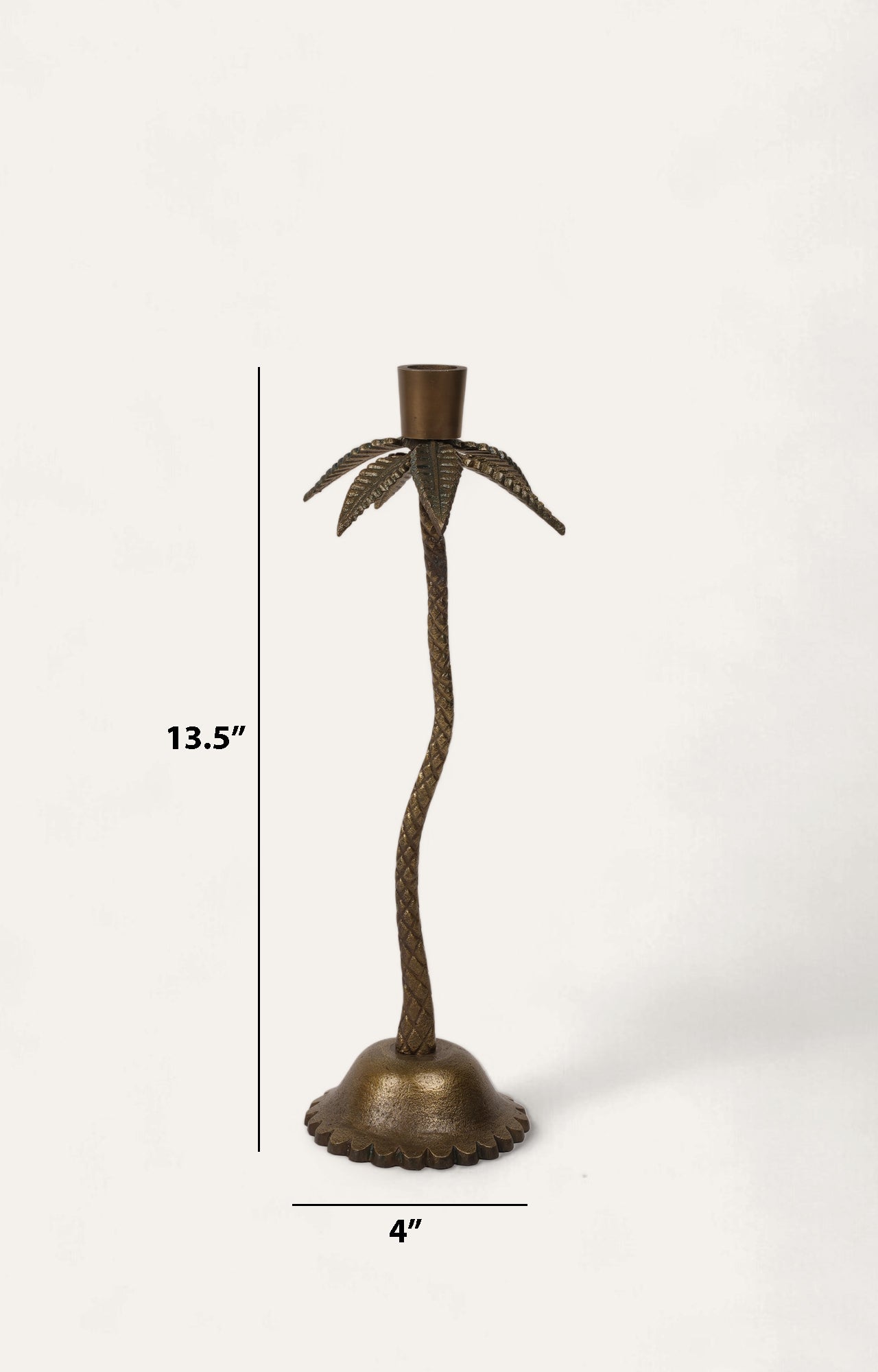 Brass Palm Tree Candle Stand in Gold