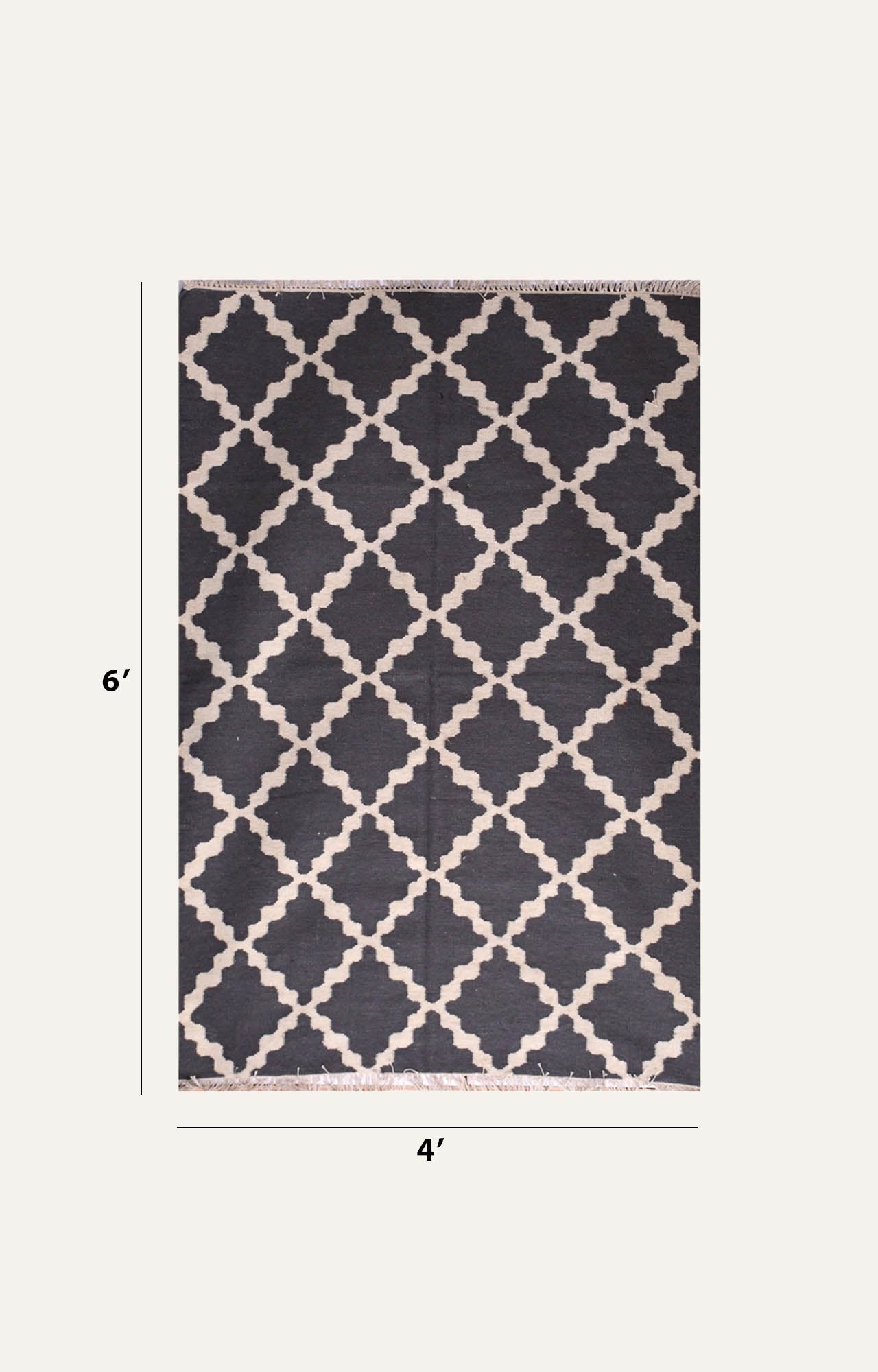 Deep blue and White Grometric Pattern Rug