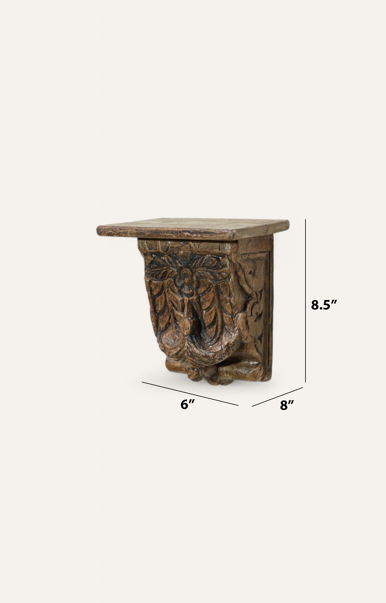 Vintage Wooden Floral Hand Carved  Wall Brackets