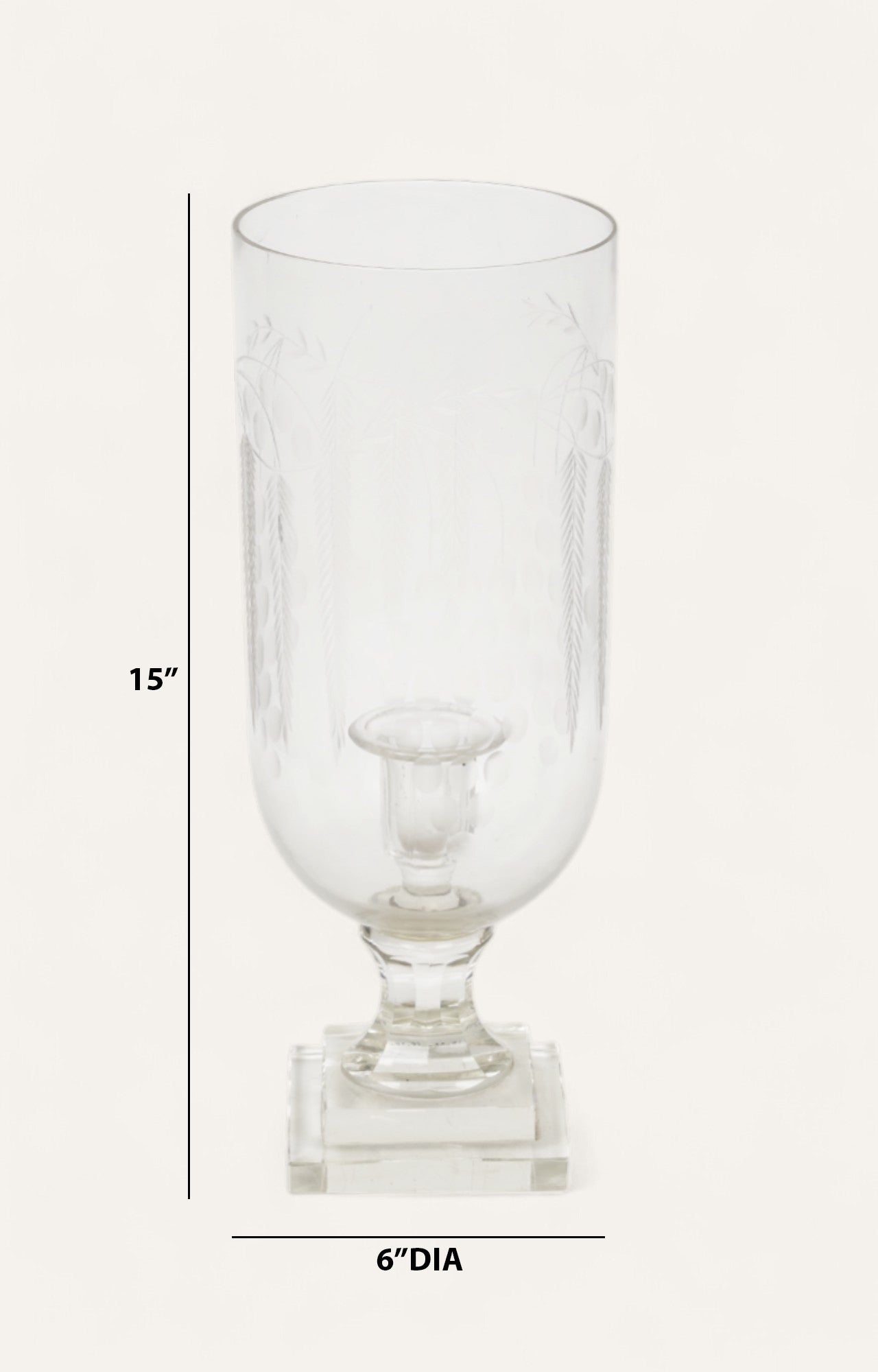 Etched Glass Carved Hurricane Candle Stand