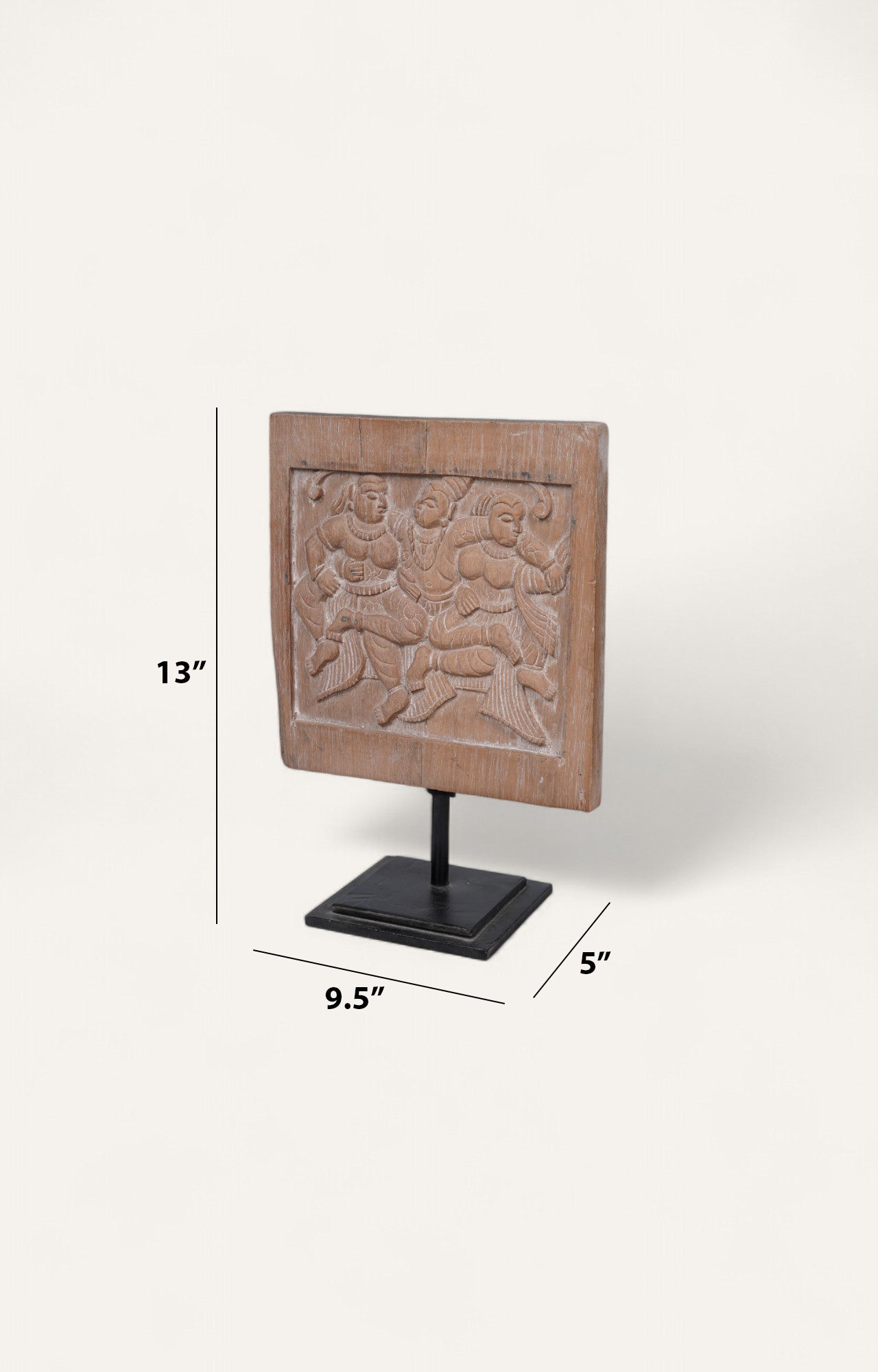 Hand-carved Wooden Panel with Dancers