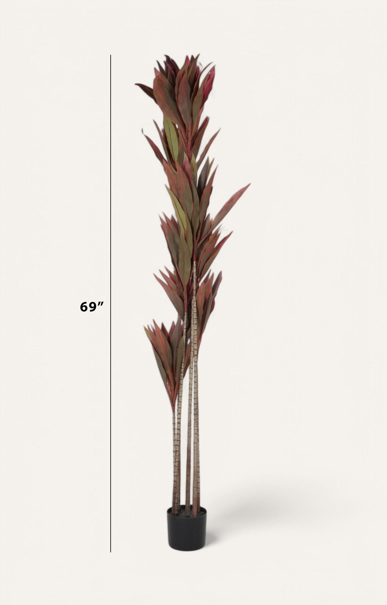 Artificial Red Cordyline Plant - 6 Feet