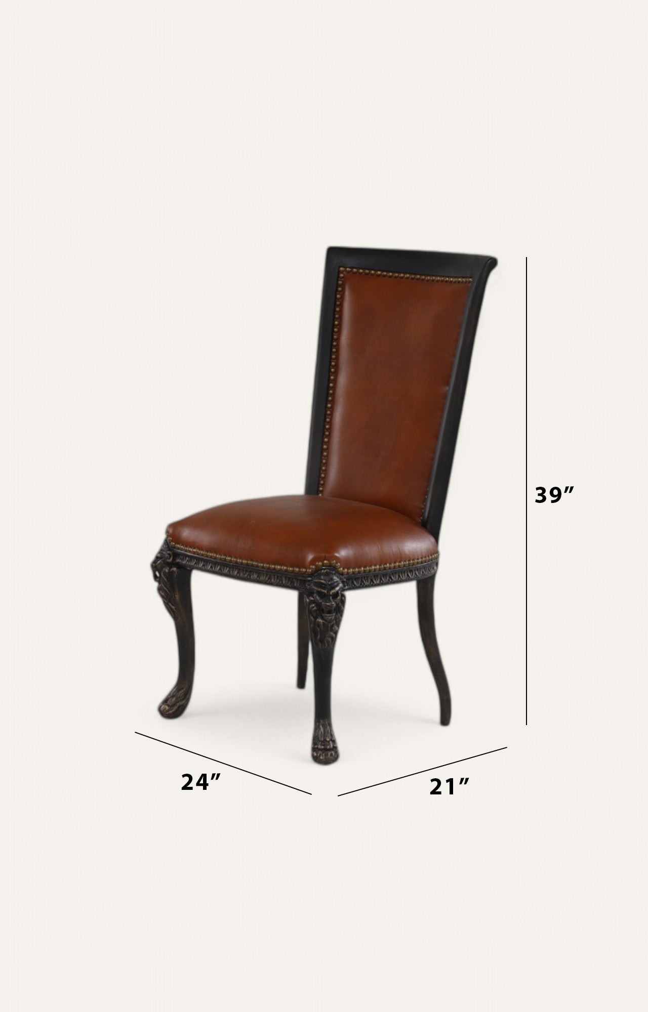 French Leather Lion Head chair