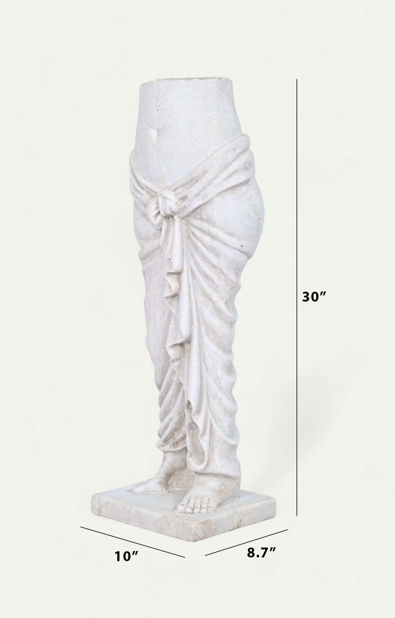 Classical Torso with Tied Drape in White Marble