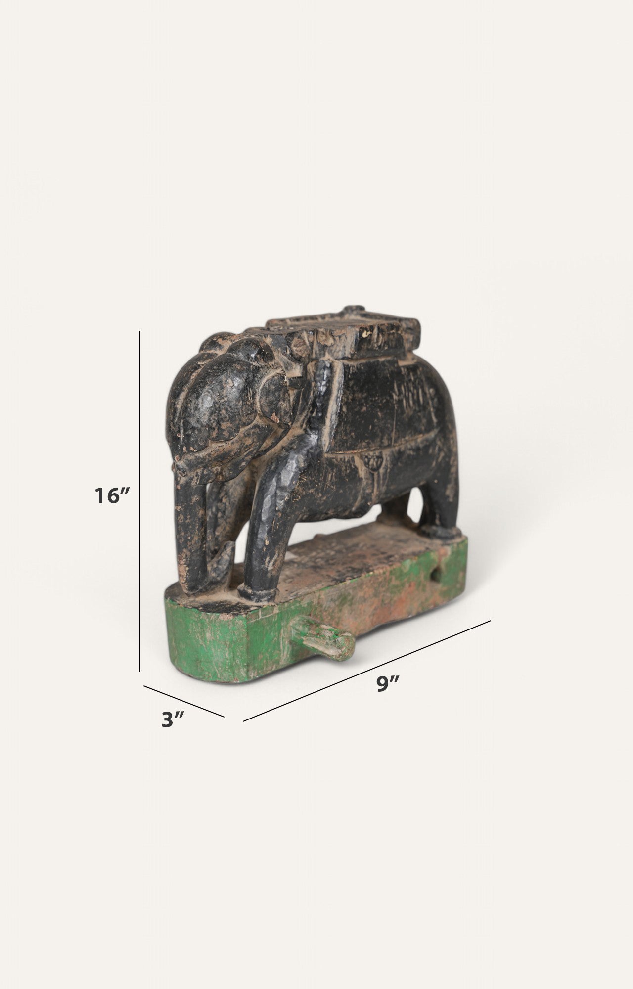 Pull-Along Elephant Statue in Black Teak