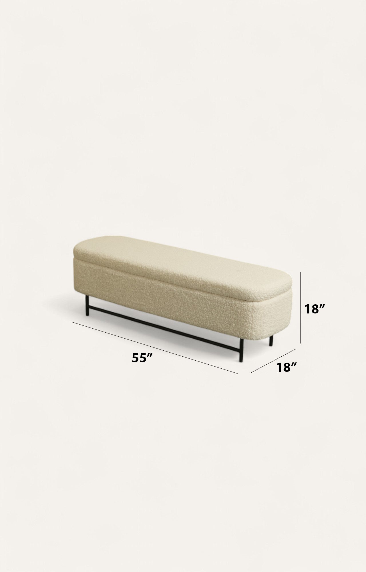 Sequoia Boucle Storage Bench with Steel Legs