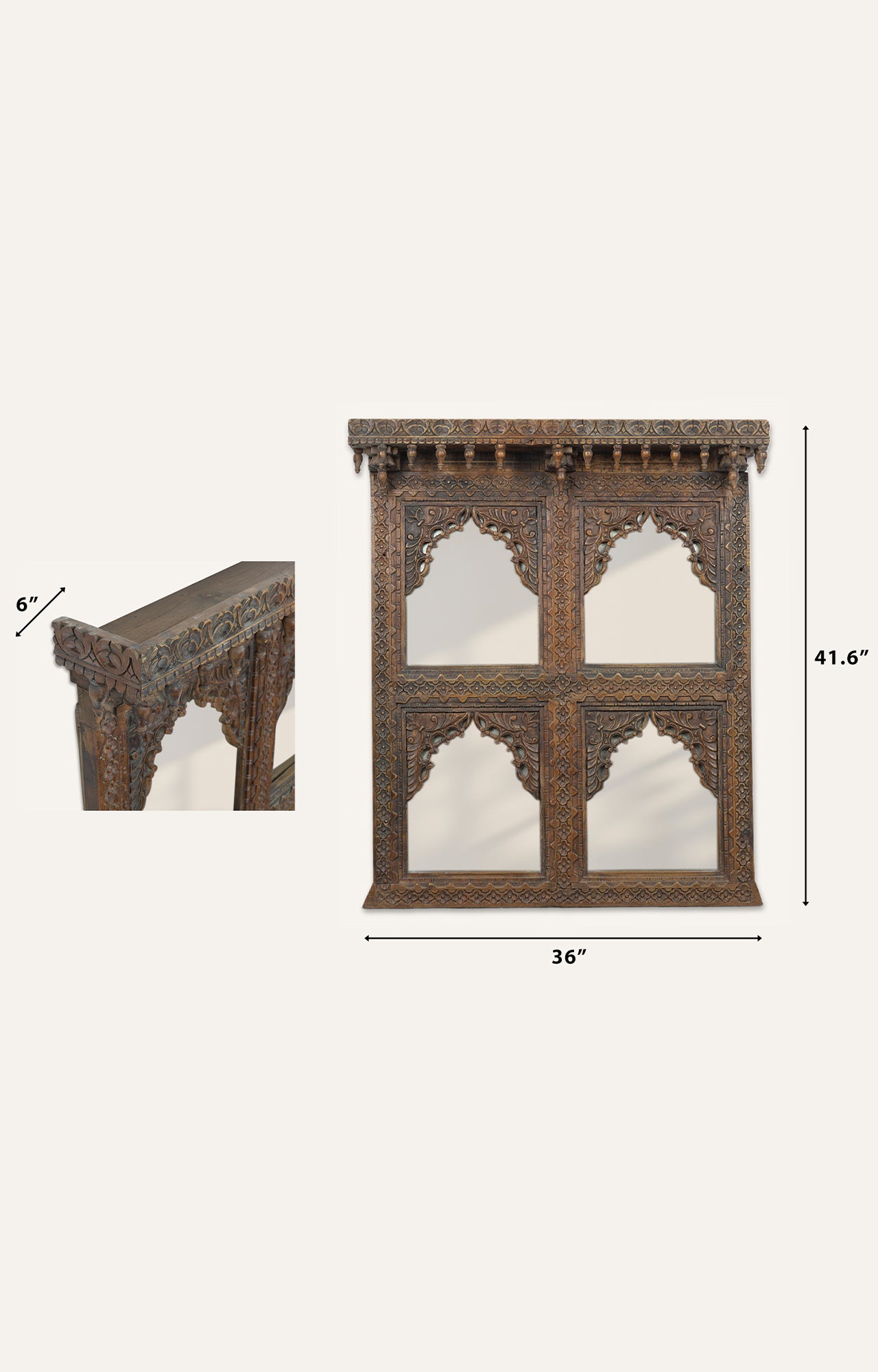 Wooden 4 Window Mirror